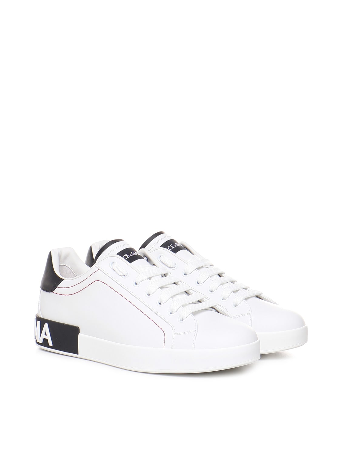 Shop Dolce & Gabbana Portofino Sneakers In Leather In White