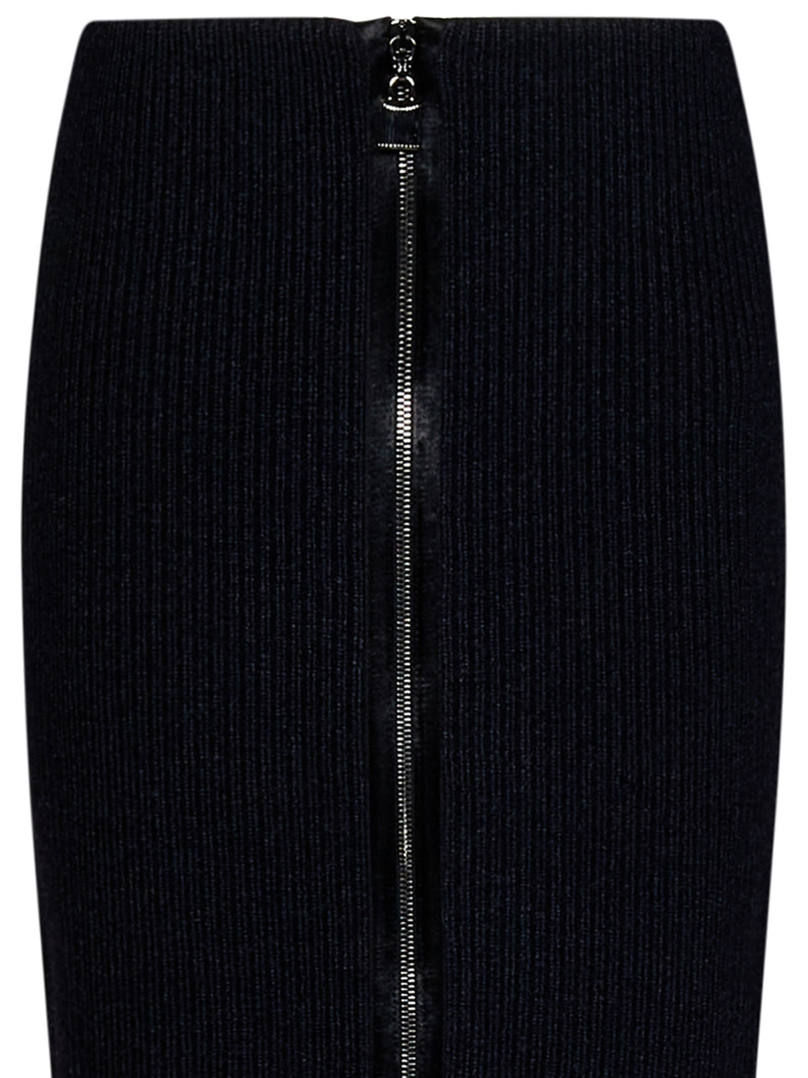 Tom Ford Panelled Leather And Cotton-blend Jersey Midi Skirt In Black