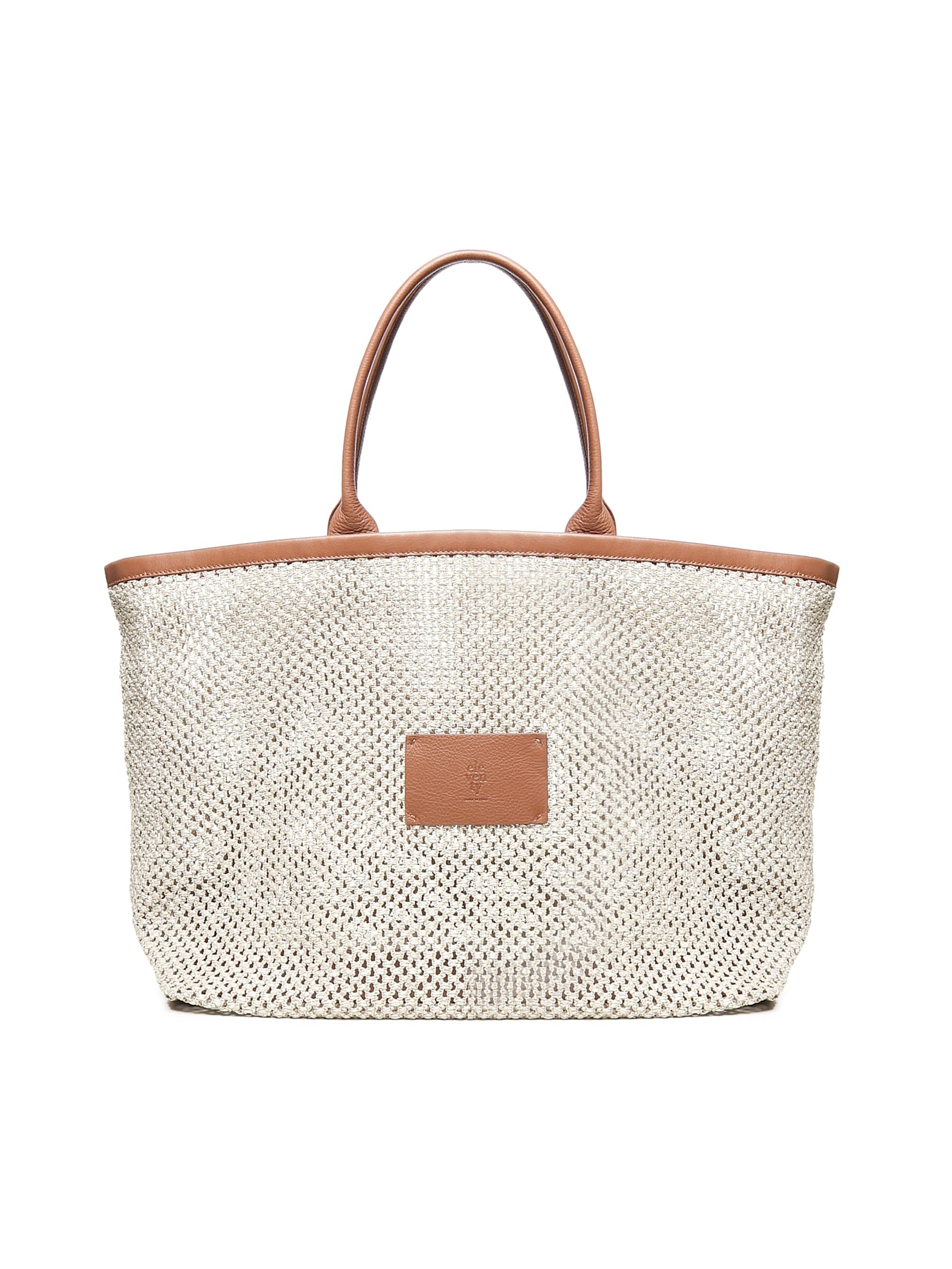 Eleventy Woven Tote Bag In Sand And Brown