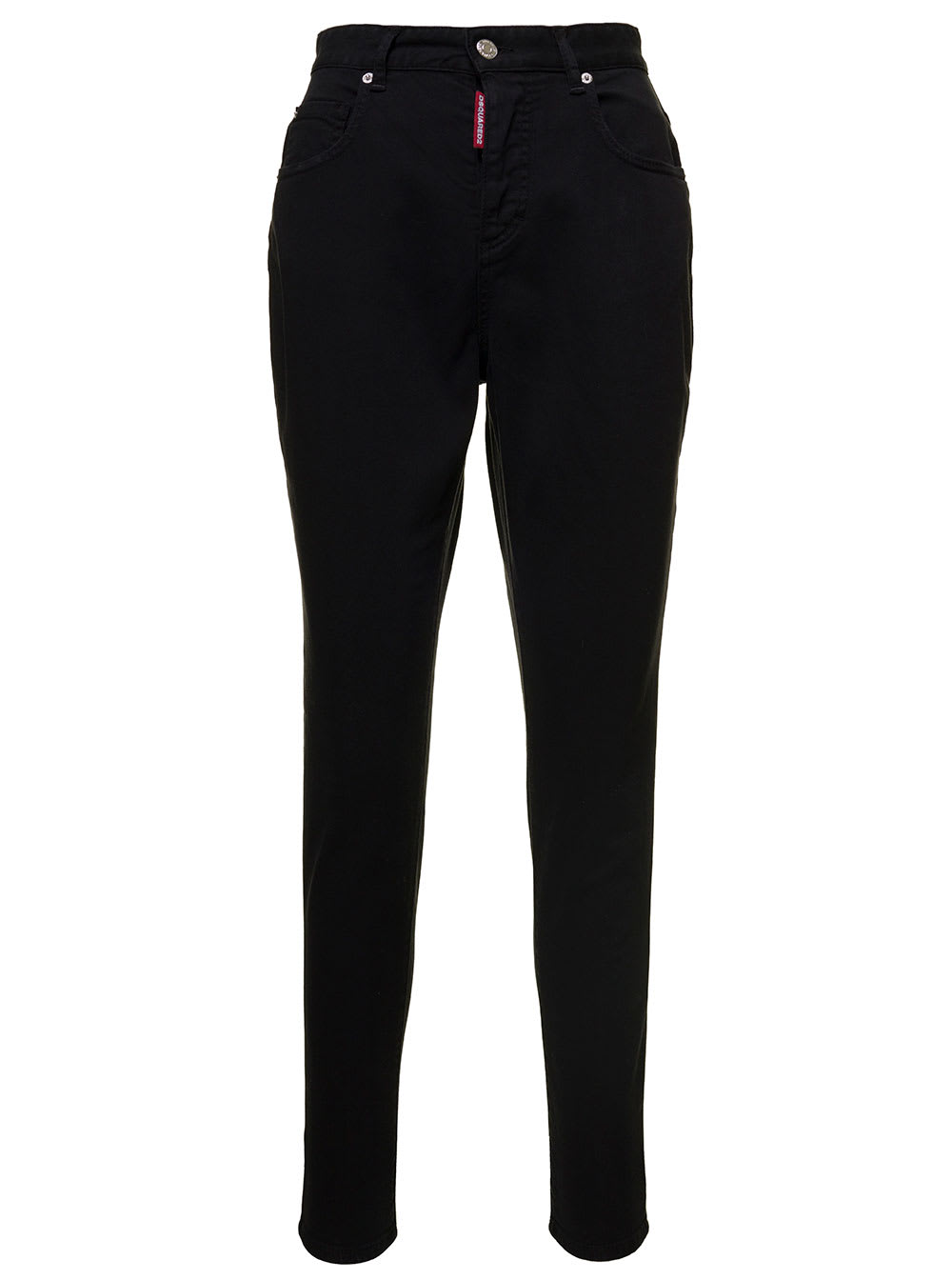 DSQUARED2 HONEY BLACK HIGH-WAISTED SKINNY JEANS WITH LOGO TAG IN STRETCH DENIM WOMAN DSQUARED2