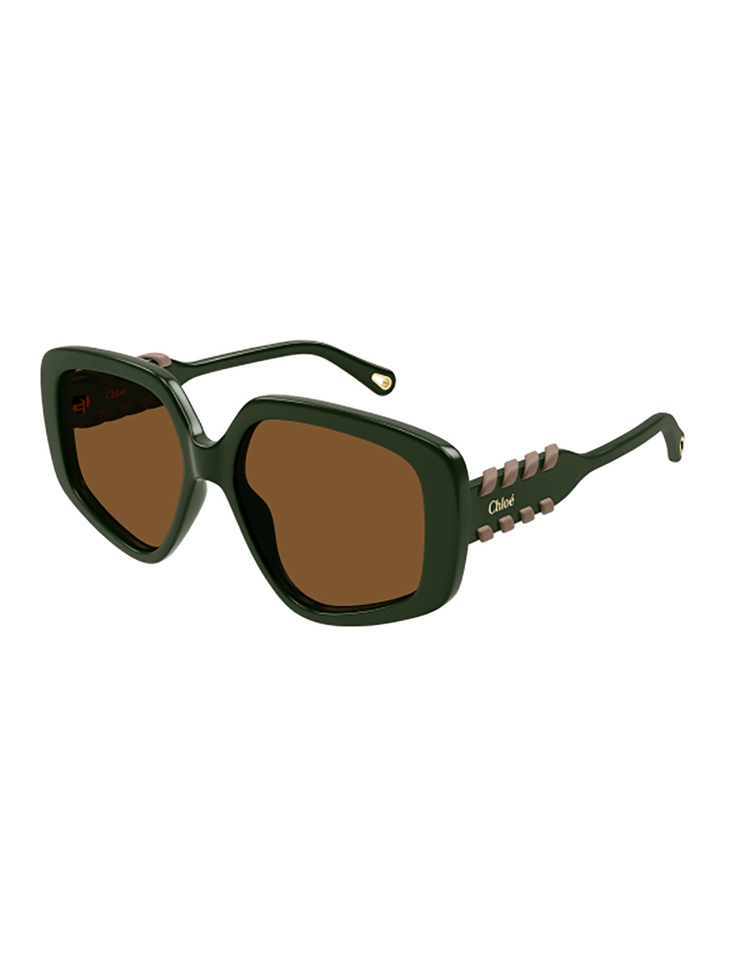 Shop Chloé Ch0210s Sunglasses In Green Green Brown