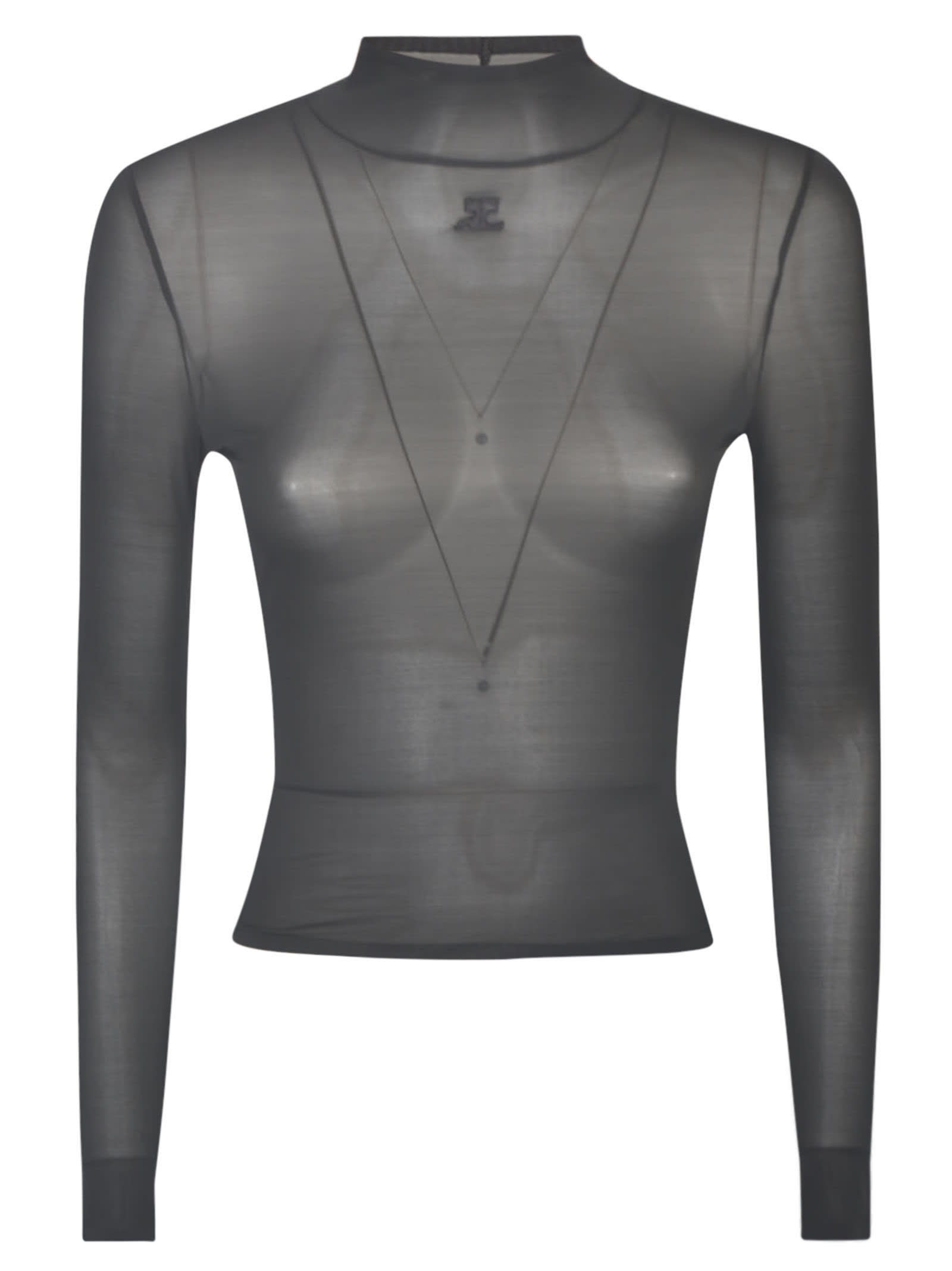 Shop Courrèges See-through Fitted Top In Black