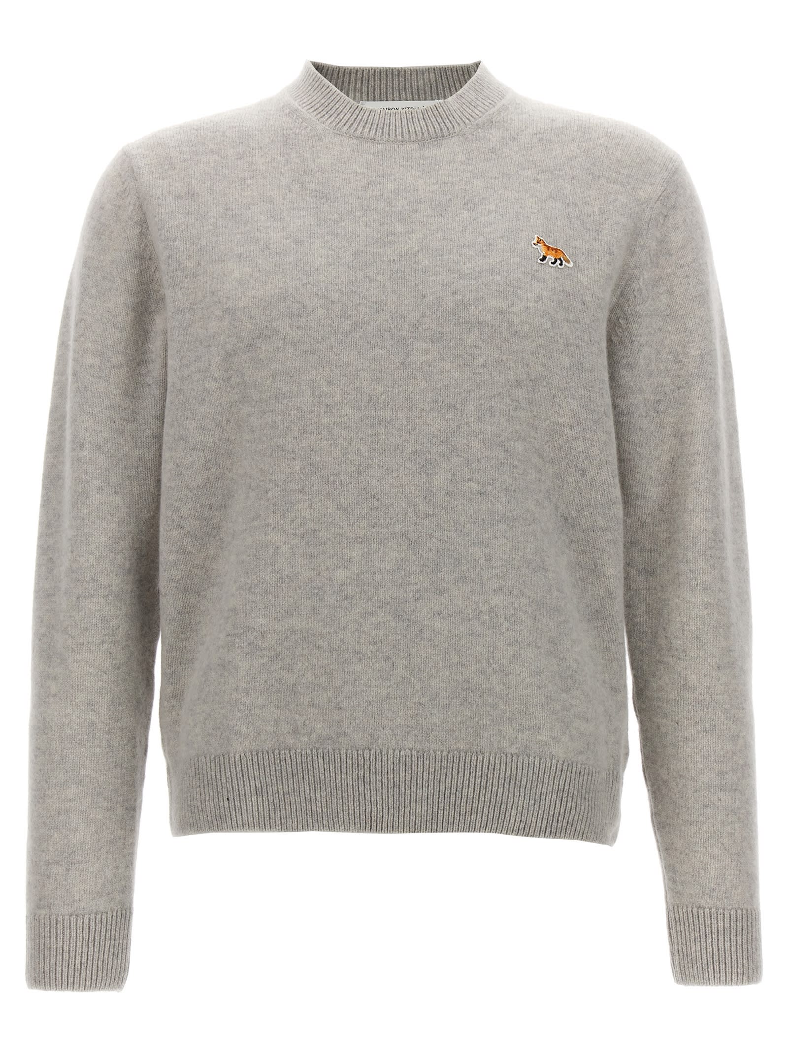 Shop Maison Kitsuné Baby Fox Sweater In Light Grey Melange