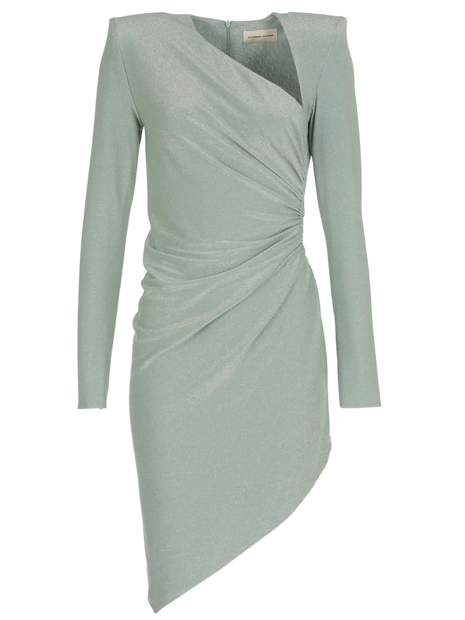 Alexandre Vauthier Green Metallic Threading Fitted Dress