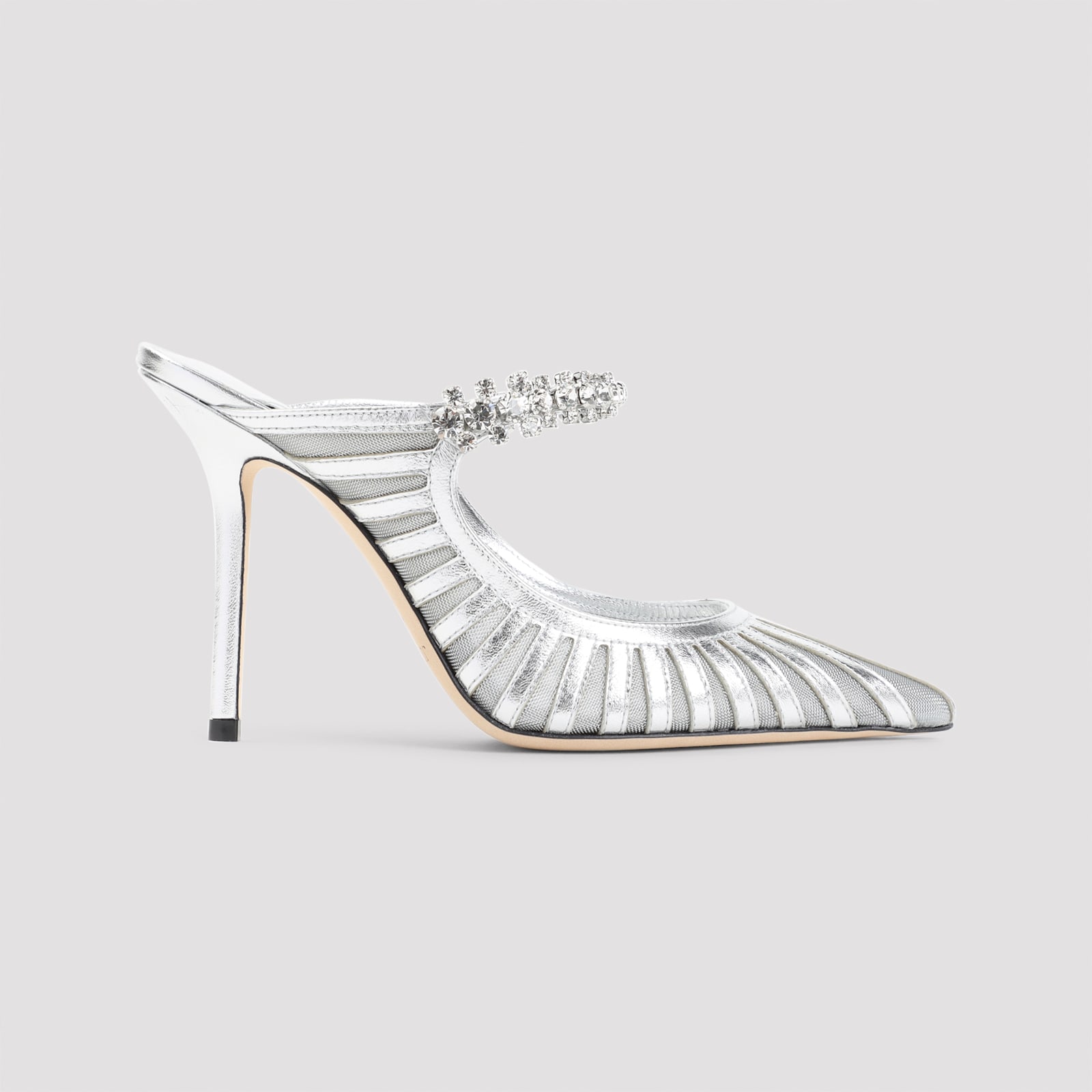 Jimmy Choo 100mm Bing Crystal-embellished Mules In White