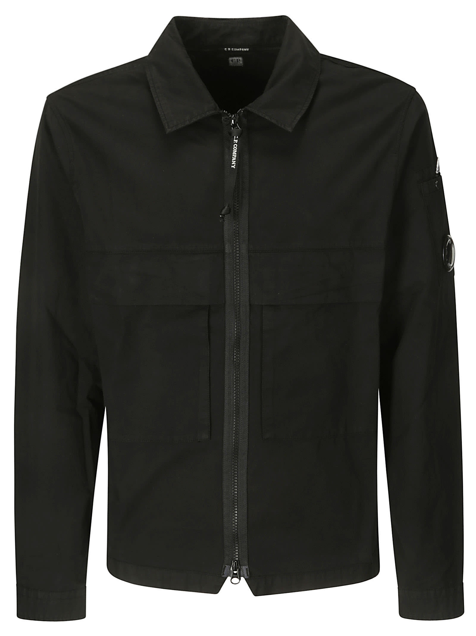 Shop C.p. Company Organic Gabardine Zipped Utility Overshirt In Black