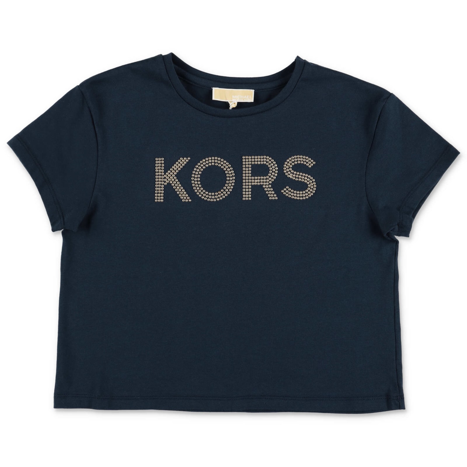 Michael Kors T-shirt Blu Navy Cropped In Jersey Di Cotone
