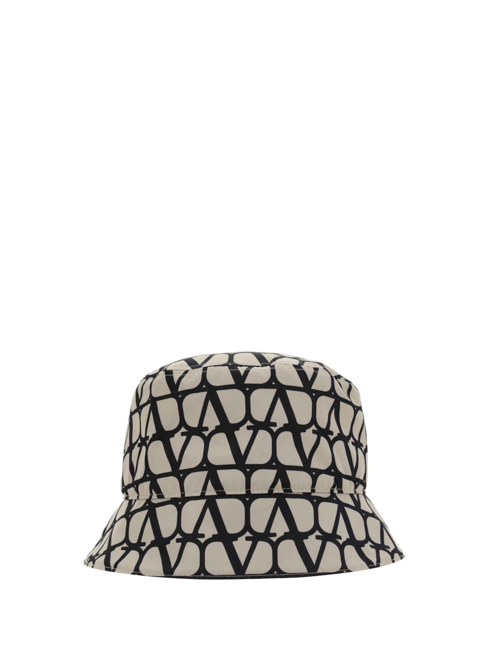 Valentino Garavani Bucket Hat Toile Iconographe Nylon T In Beige/nero