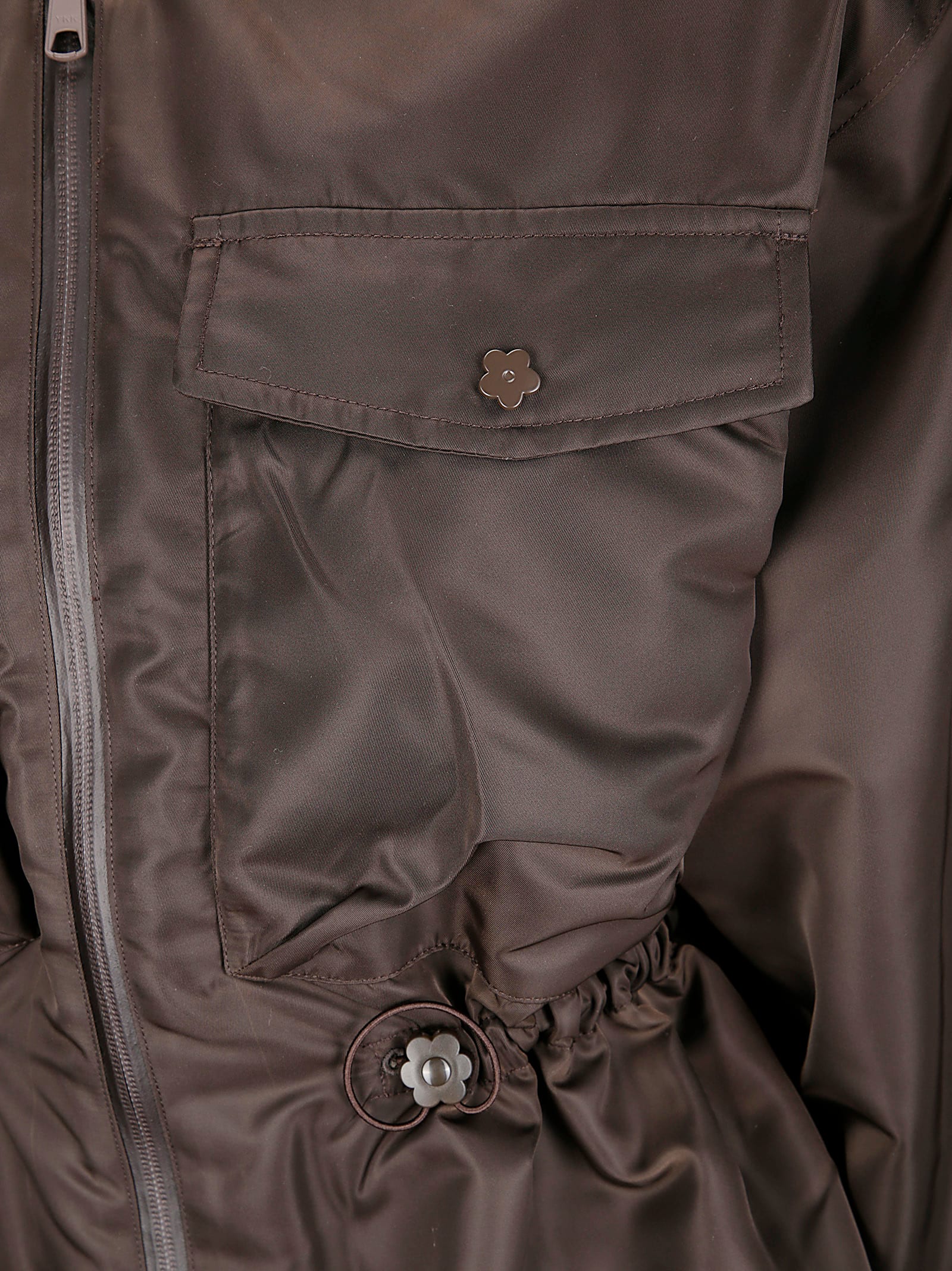 Cecilie Bahnsen Birdie Ruched Padded Shell Bomber Jacket In Brown