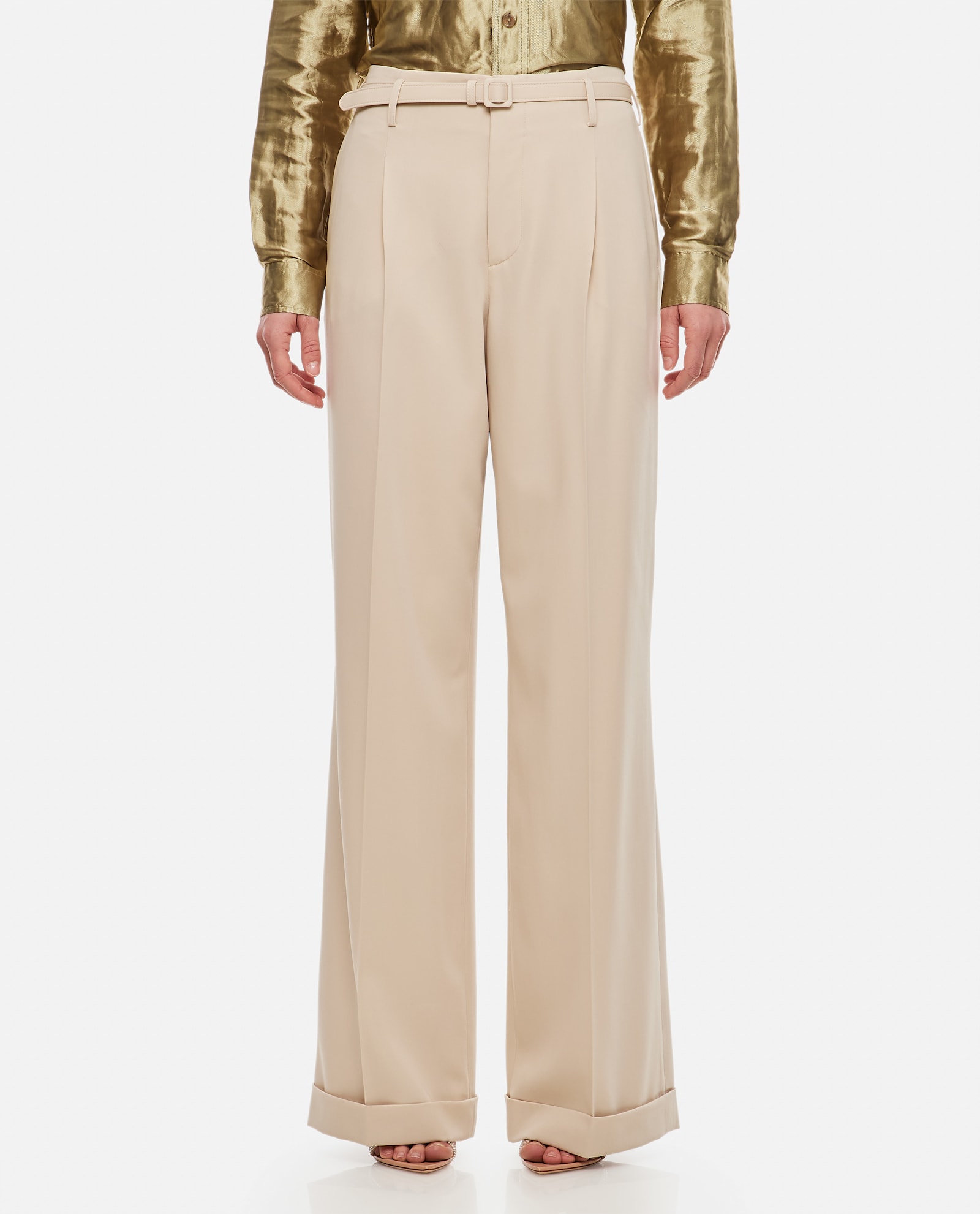 Ralph Lauren Acklie Straight Leg Wool Trousers In Neutral