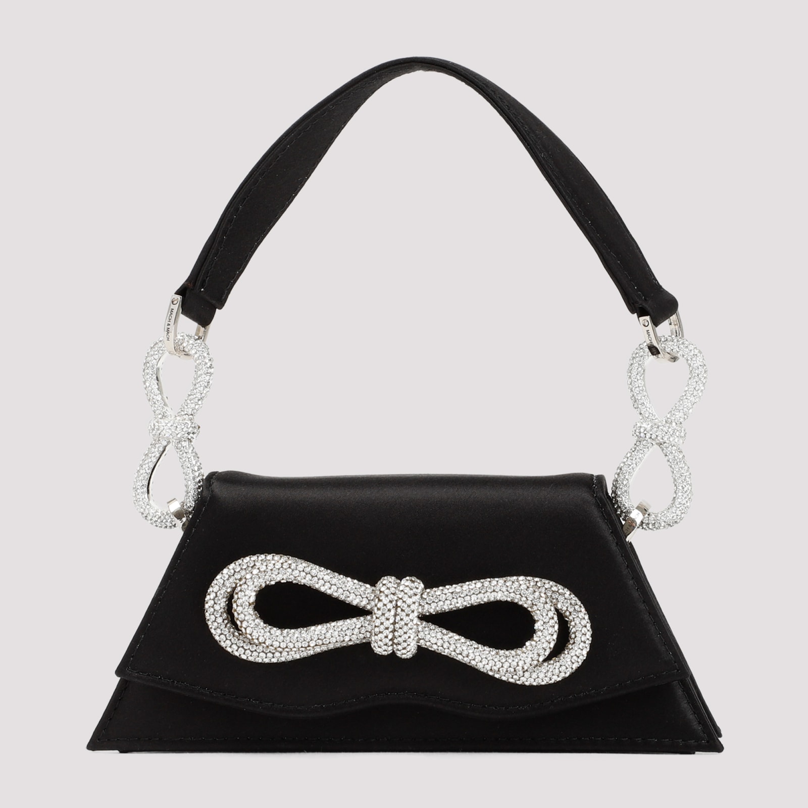 Shop Mach &amp; Mach Samantha Double Bow Glitter Handbag In Black