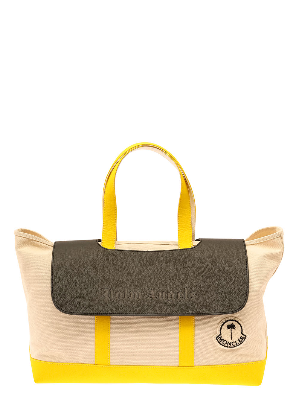Moncler Genius Multicolor Tote Bag With Moncler X Palm Angels Patch In Canvas Woman In Beige