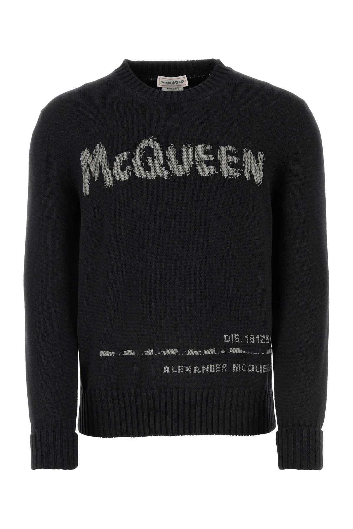 Shop Alexander Mcqueen Charcoal Cotton Sweater In Grey