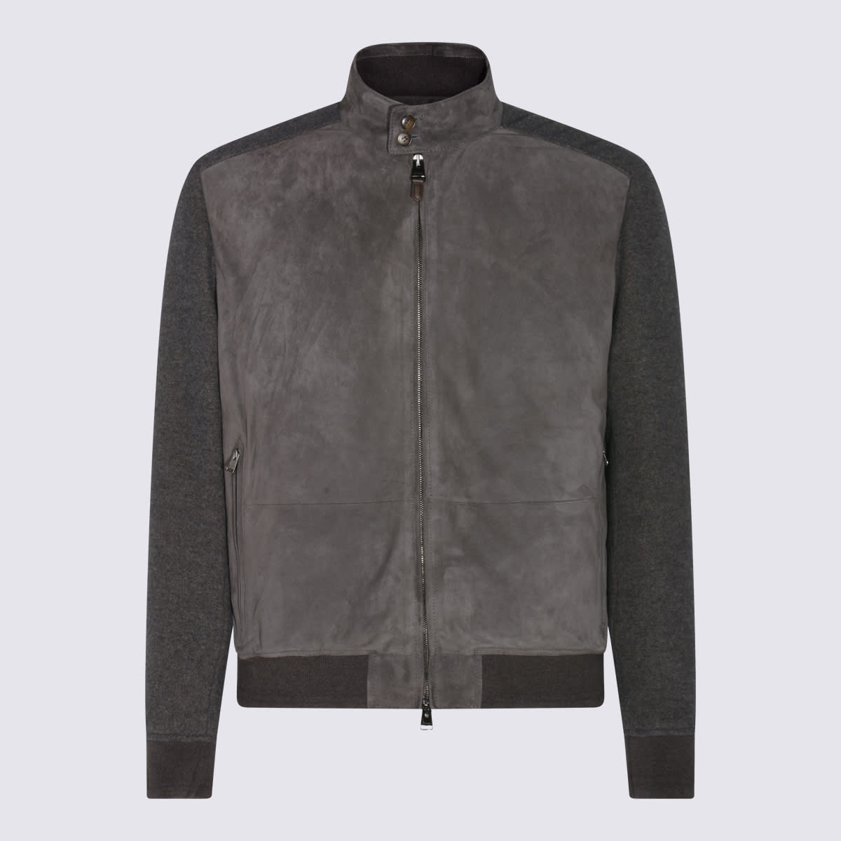 Canali Dark Grey Leather Jacket