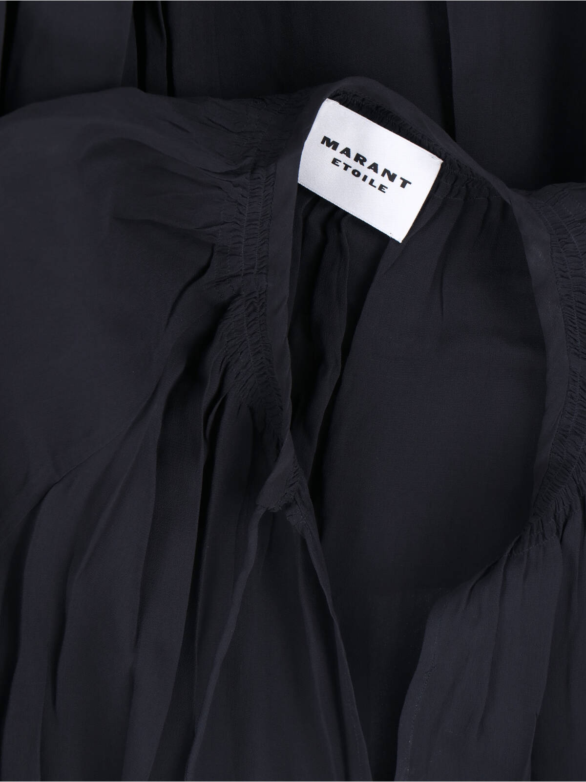 Isabel Marant Étoile Black Semi-transparent Midi Dress With Drawstring Waist In Blue