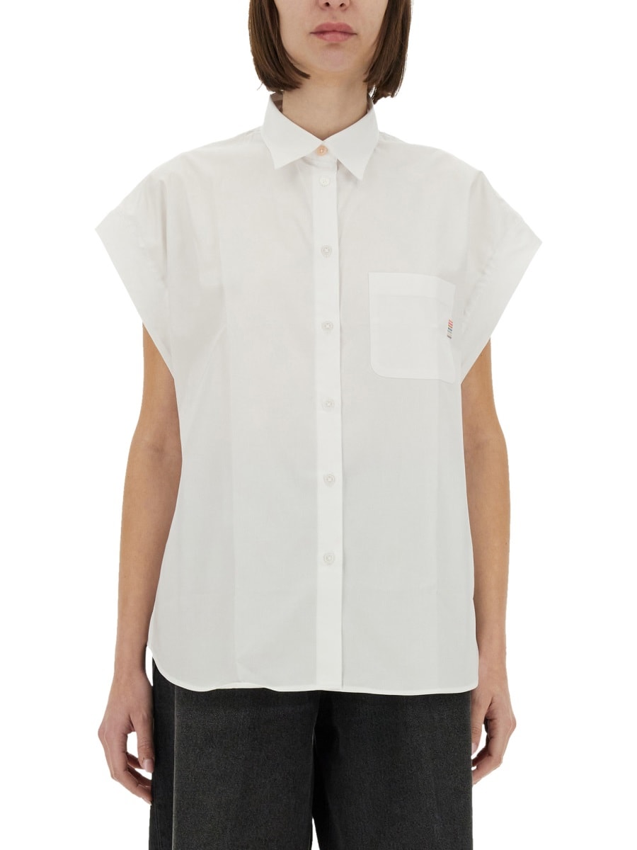 Ps By Paul Smith Ps Paul Smith White Cotton Shirt With Short Rolled Sleeves In White