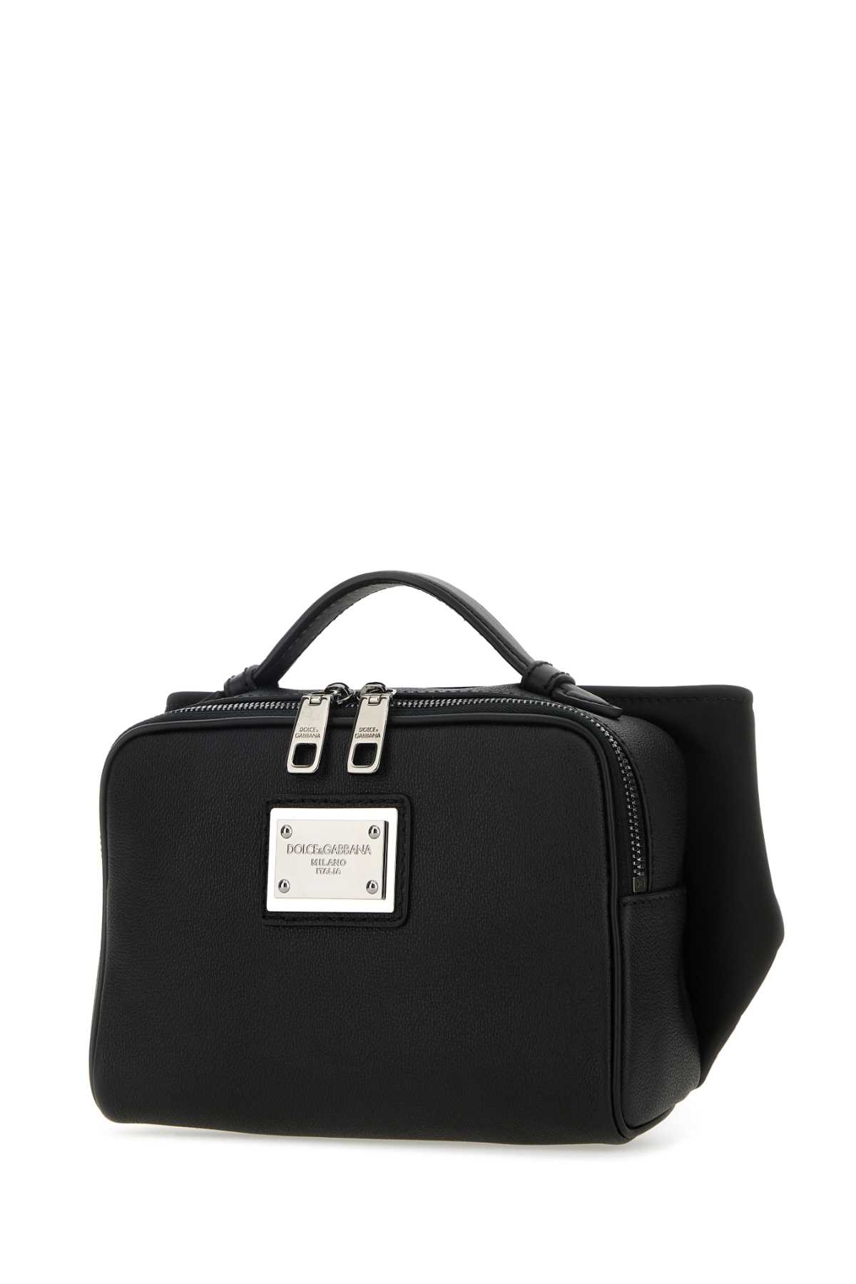 Shop Dolce & Gabbana Black Leather And Nylon Belt Bag In Neronero