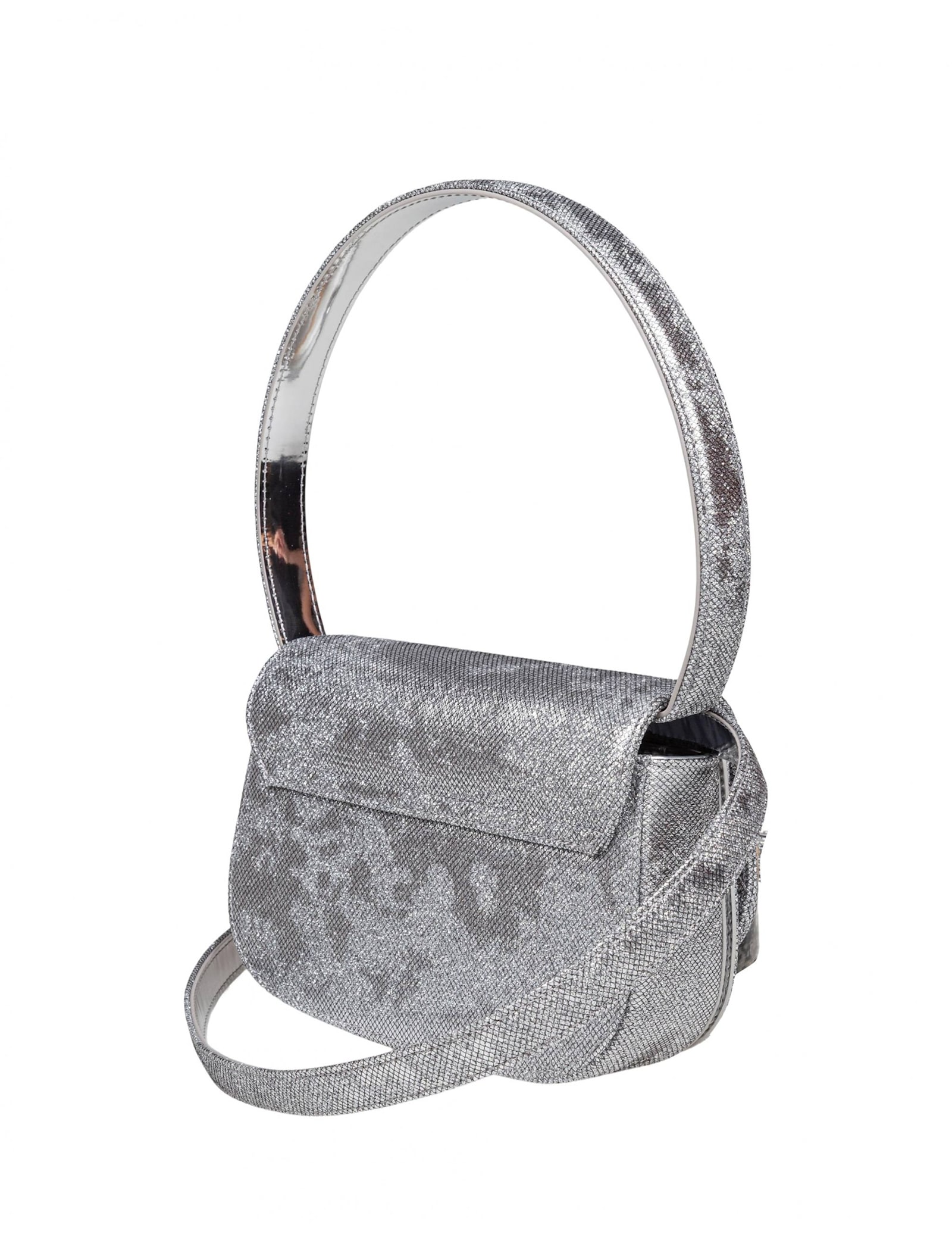 Diesel Glitter Print Shoulder Bag In Gray