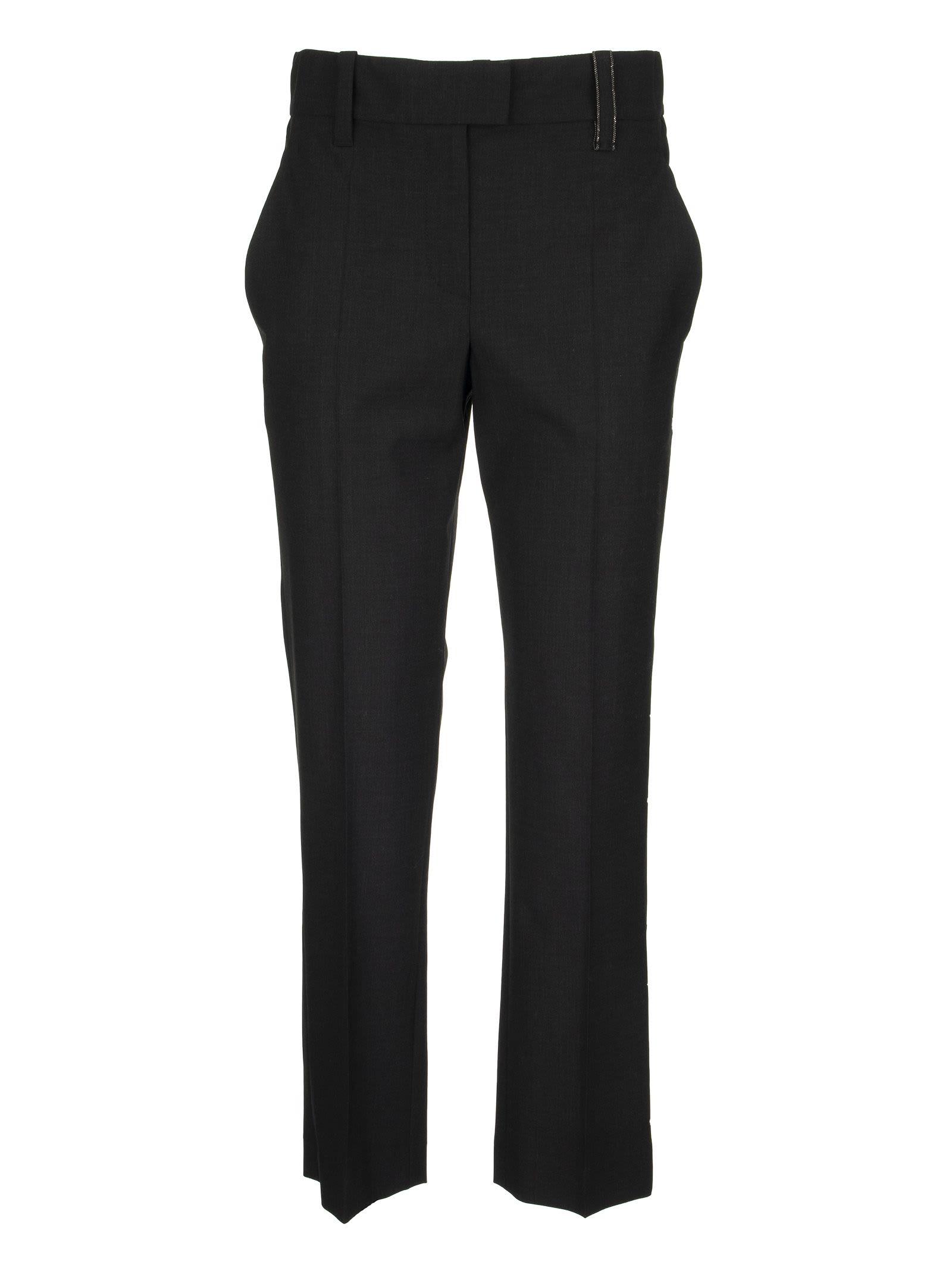 BRUNELLO CUCINELLI TROPICAL LUXURY WOOL HIGH-WAIST CIGARETTE TROUSERS WITH SHINY LOOP,M0W07P6963 C2803