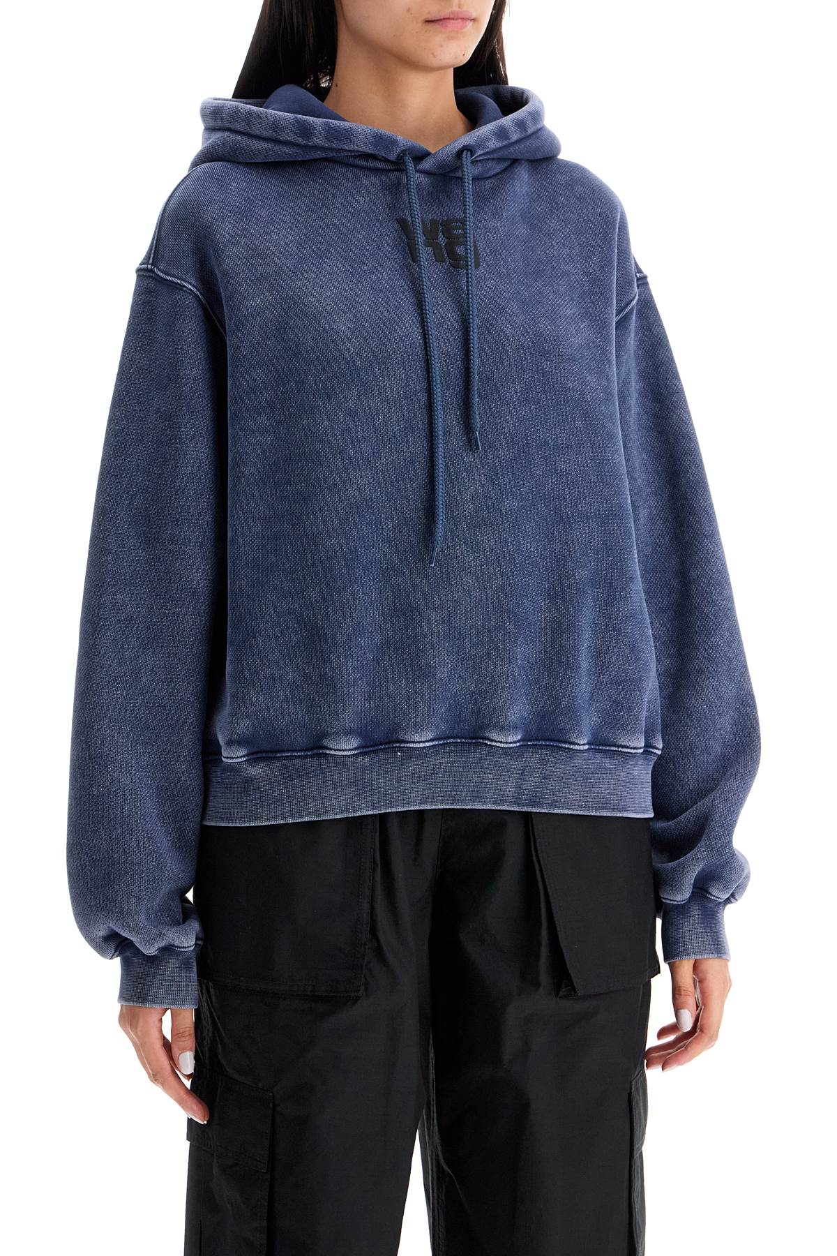 Shop Alexander Wang Boxy Hoodie With Hood In Acid Black Ice (blue)