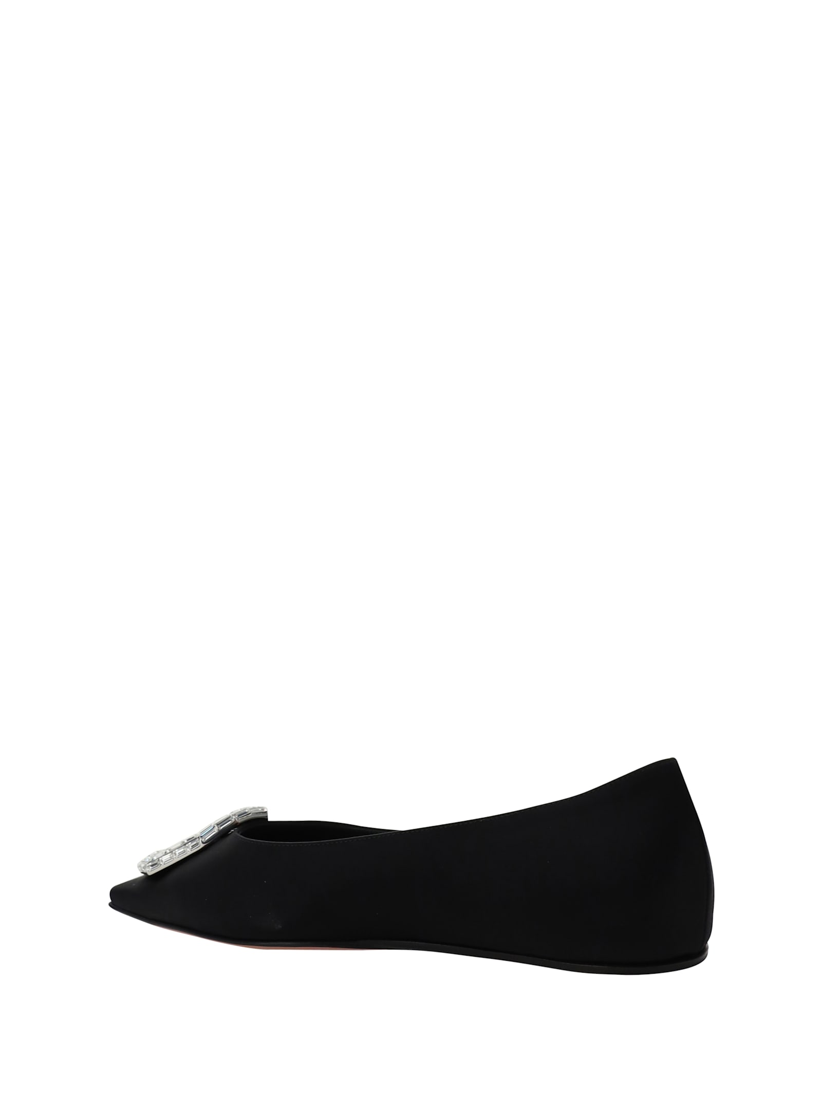 Shop Amina Muaddi Camelia Ballerinas In Satin Black/white