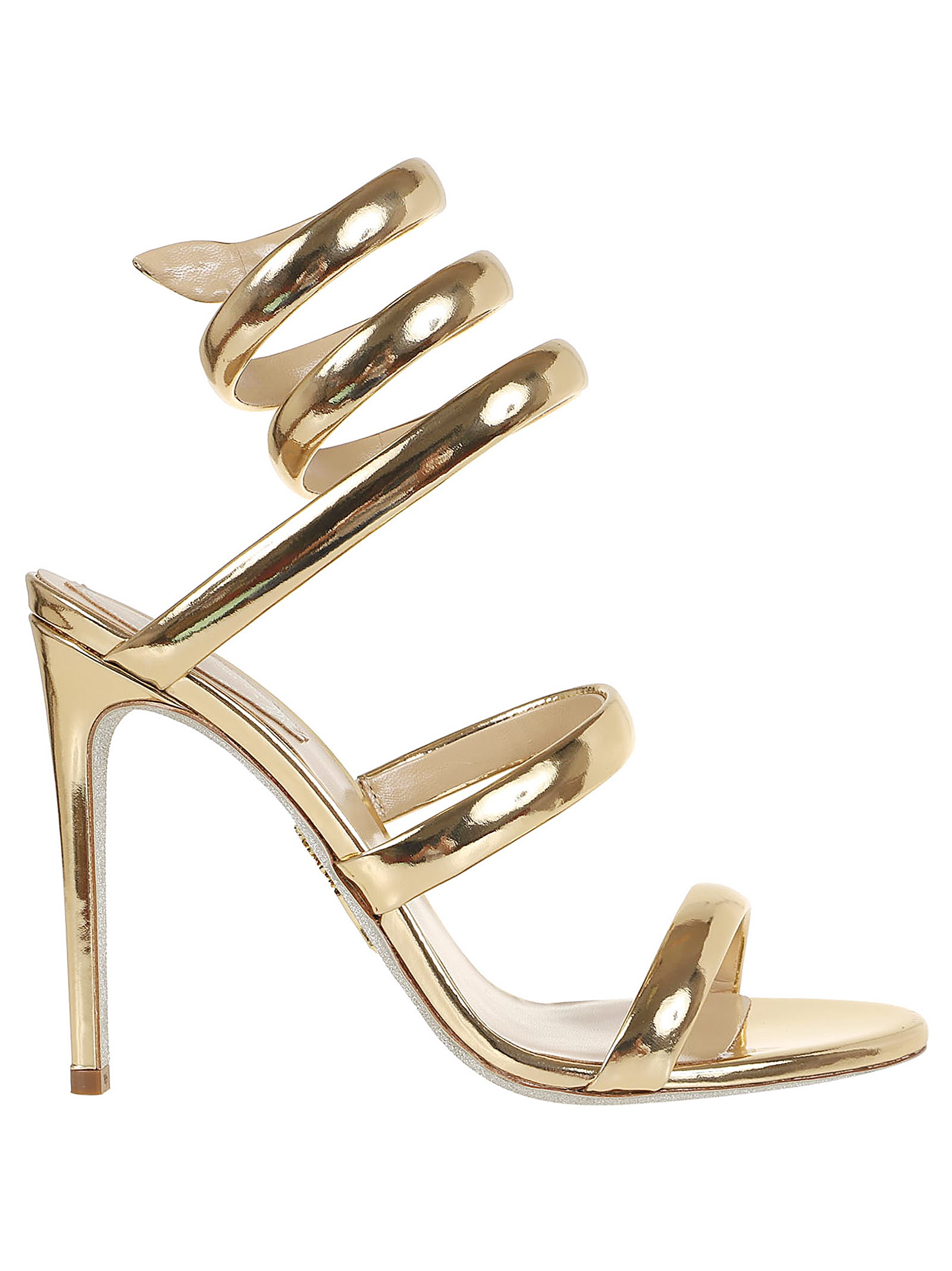 Shop René Caovilla Cleo Sandals In Gold Calf