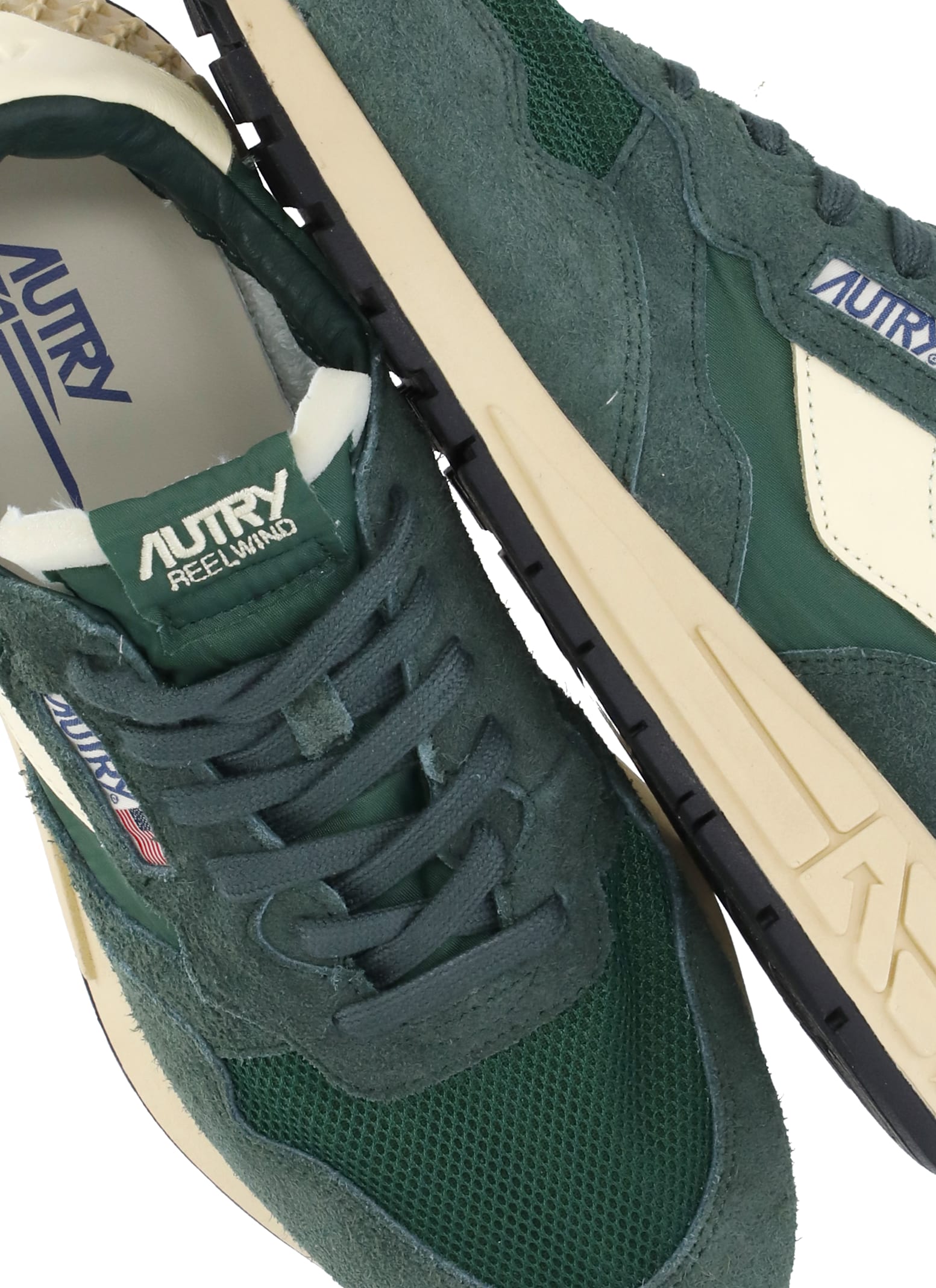 Autry Windreel Leather Suede Mesh Sneakers In Green