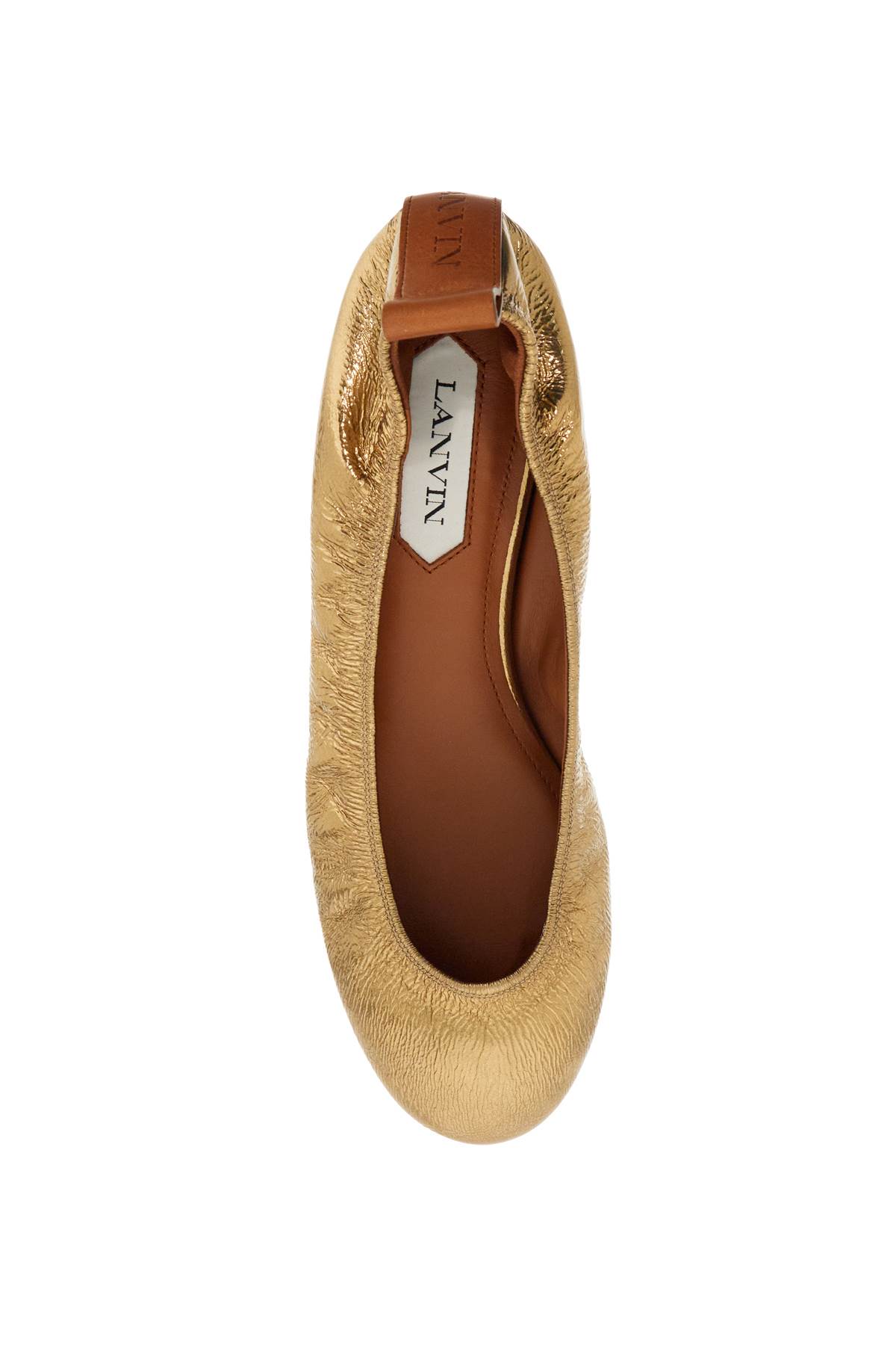 Shop Lanvin Laminate Ballet In Or (gold)