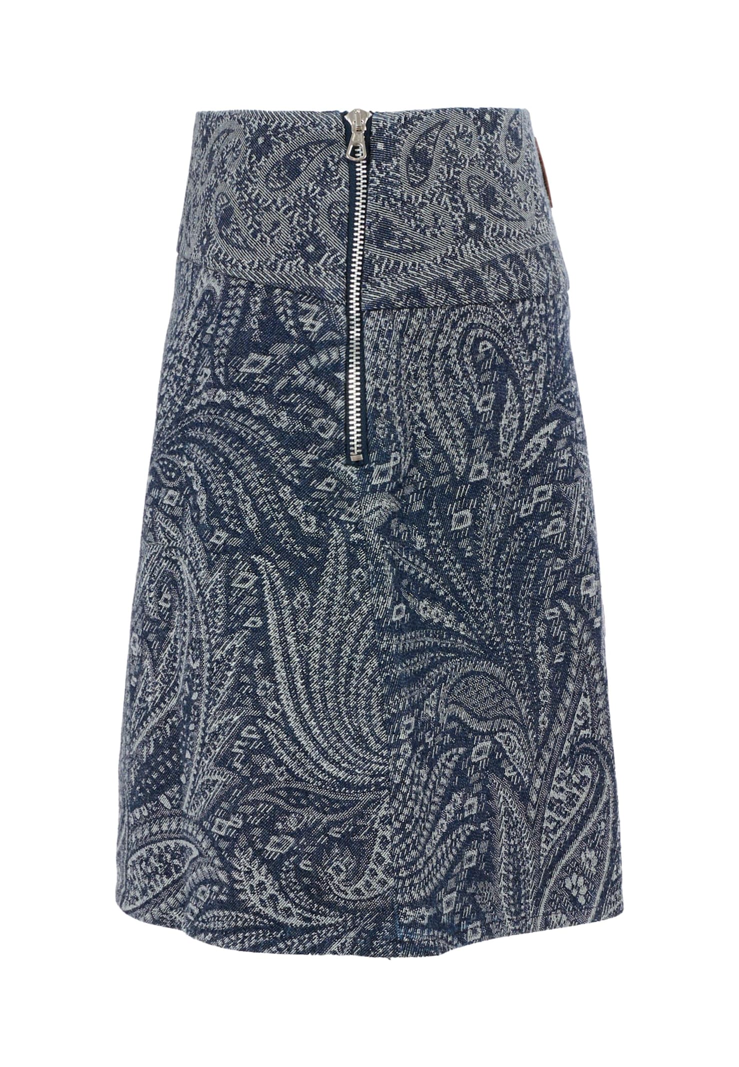 Etro Paisley-print Zip-fastening Skirt In Blue