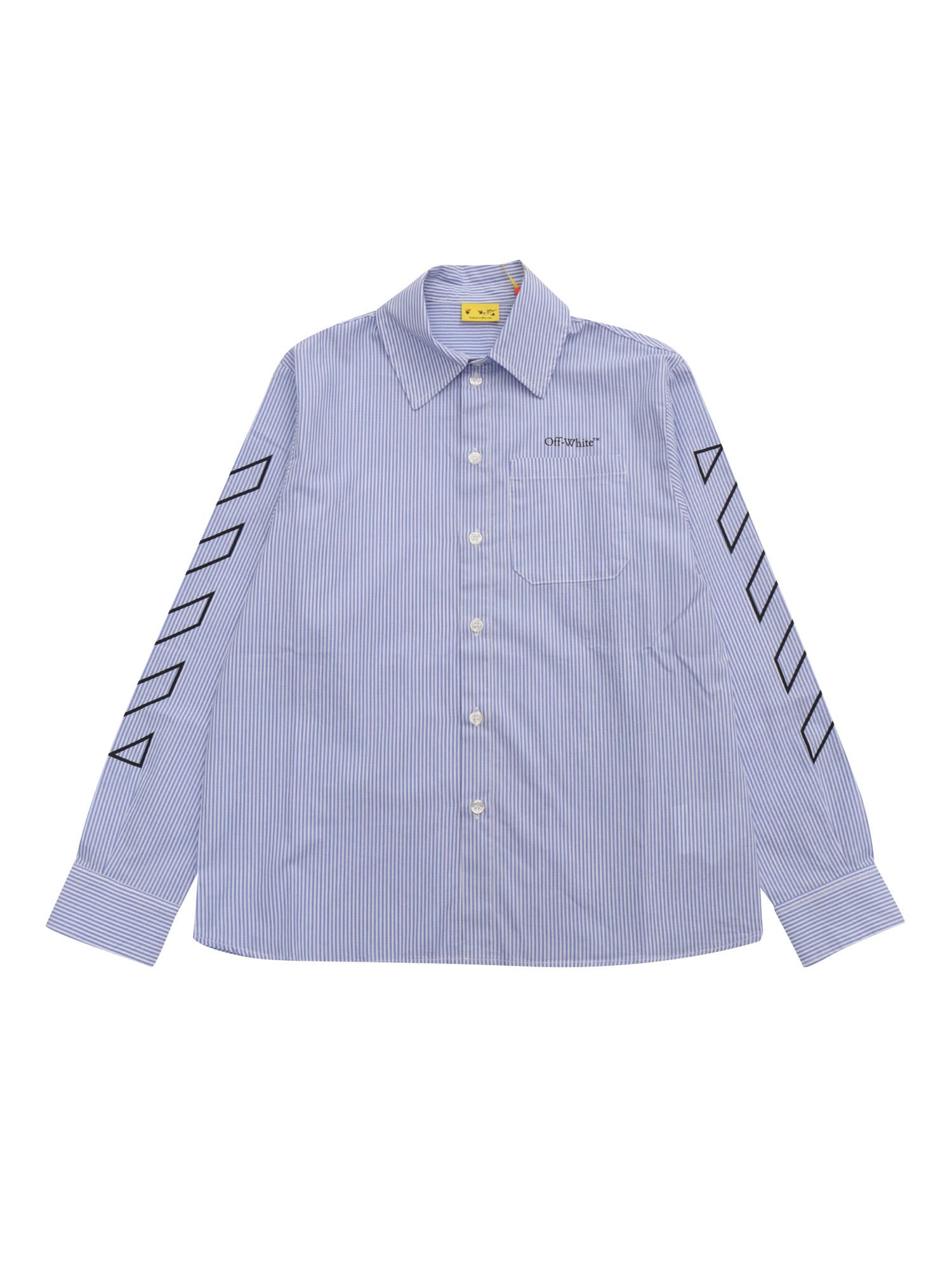 Off-white Bookish Diag Shirt L/s Blue - Black In Blue