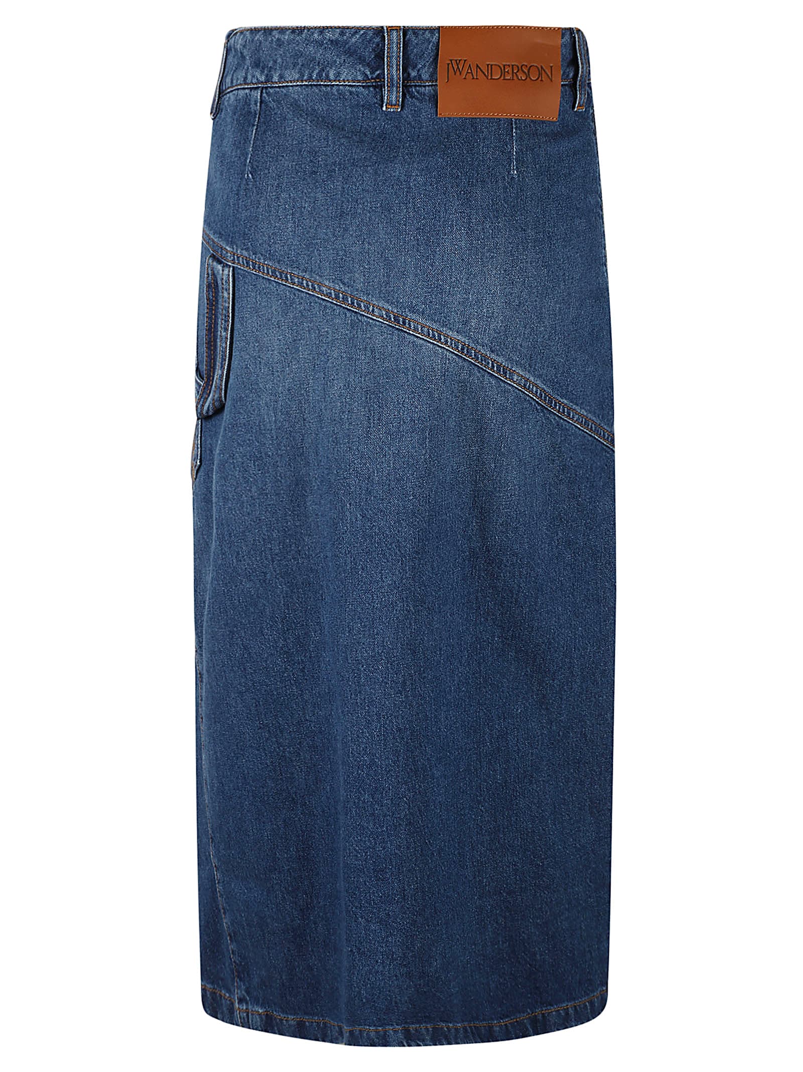 Shop Jw Anderson Twisted Midi Skirt In Light Blue