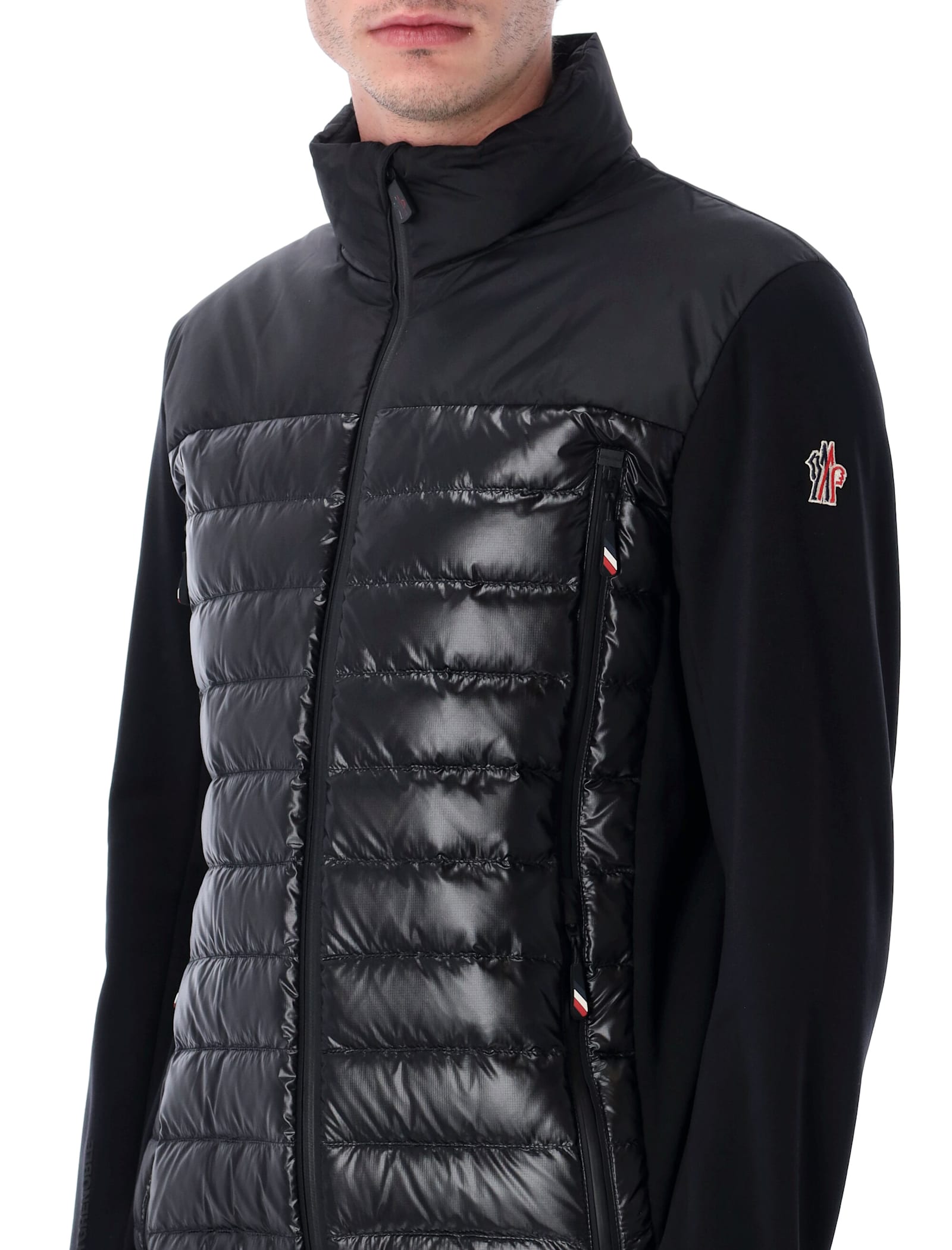 Moncler Padded Sweatshirt With High Collar And Long Sleeves In Black