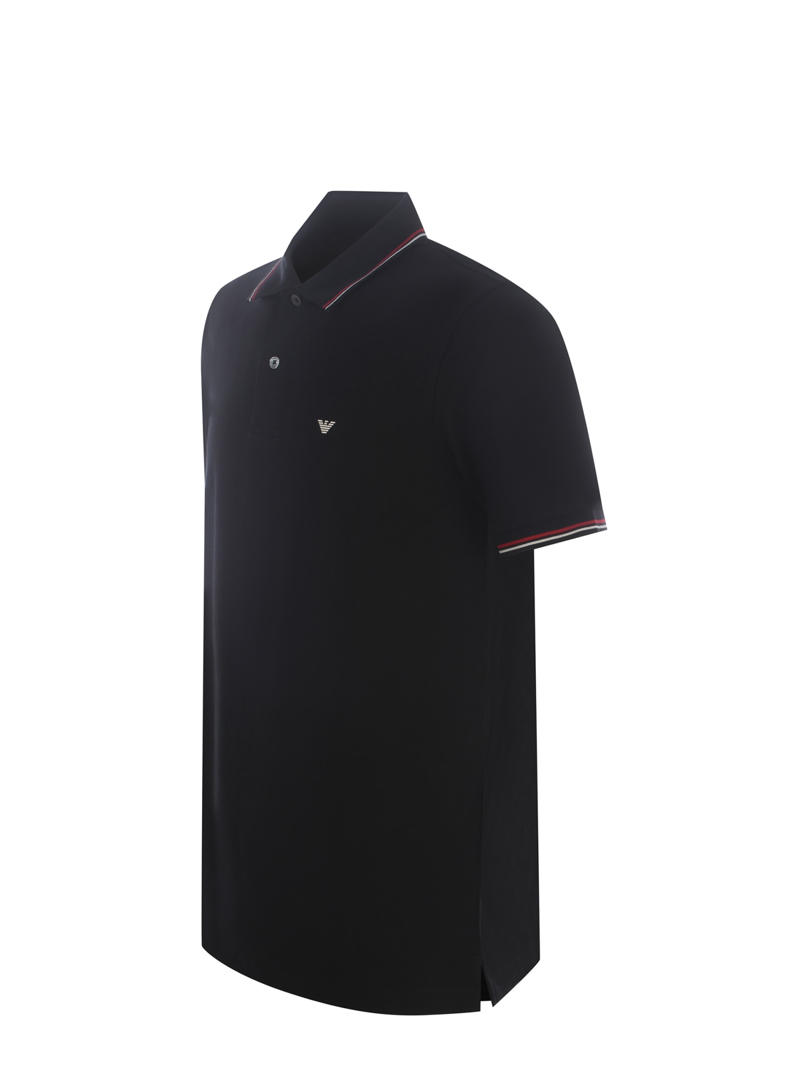 Shop Emporio Armani Polo Shirt  Made Of Stretch Piquet In Nero