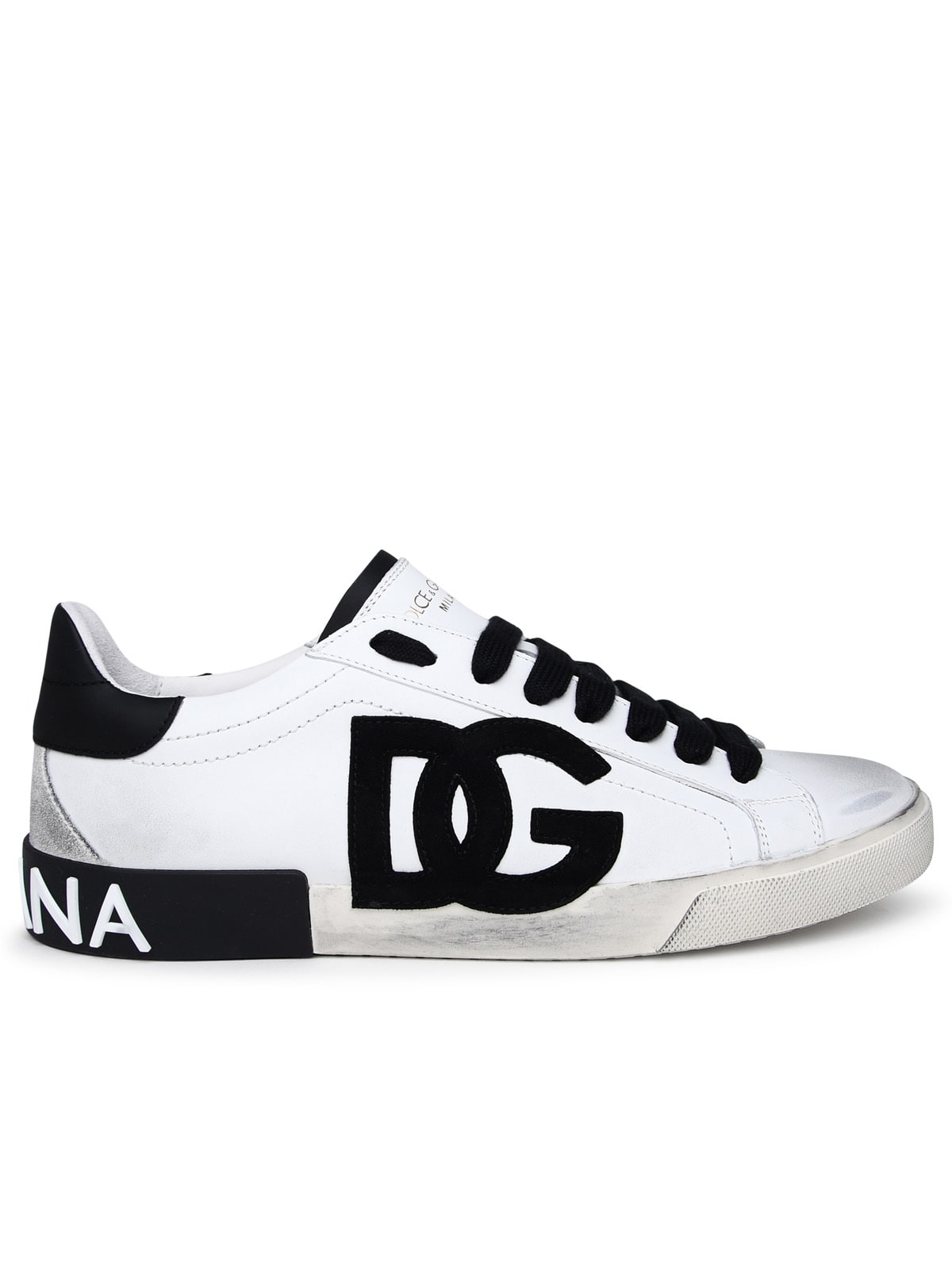 DOLCE & GABBANA WHITE LEATHER SNEAKERS