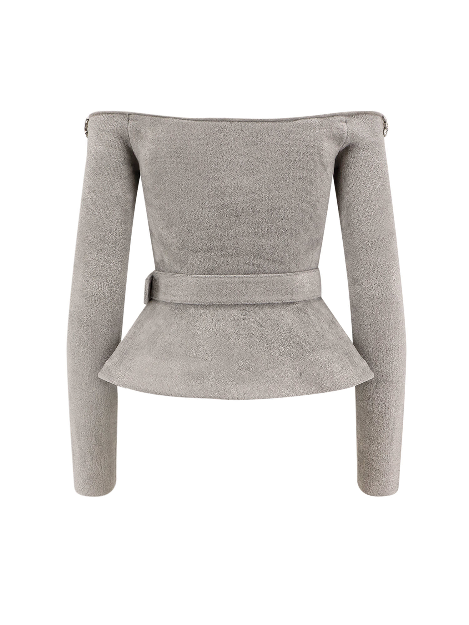 Self-portrait Chenille Sweater With Rhinestones In Gray