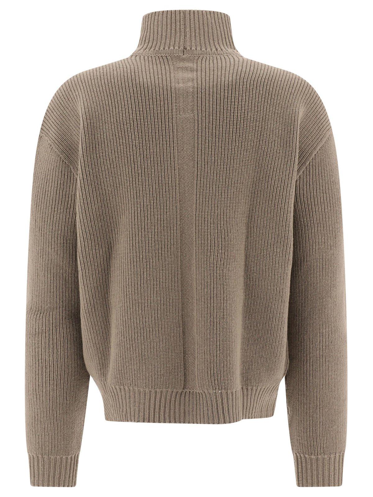 Shop Rick Owens Ribbed Knit Turtleneck Sweater In Powder