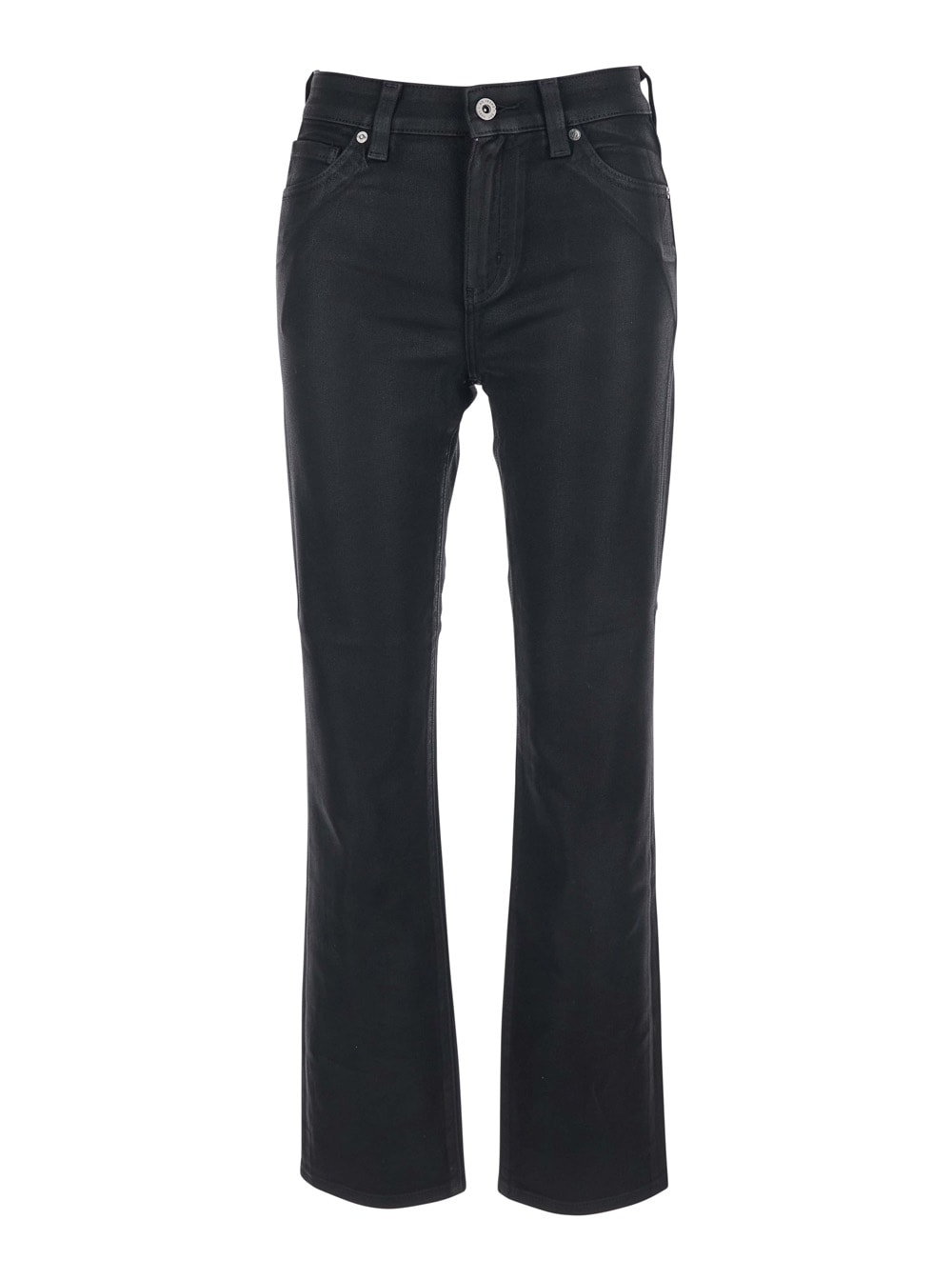 Ag Mari Black Jeans With Belt Loops Andd Logo Patch On The Rear In Denim Woman