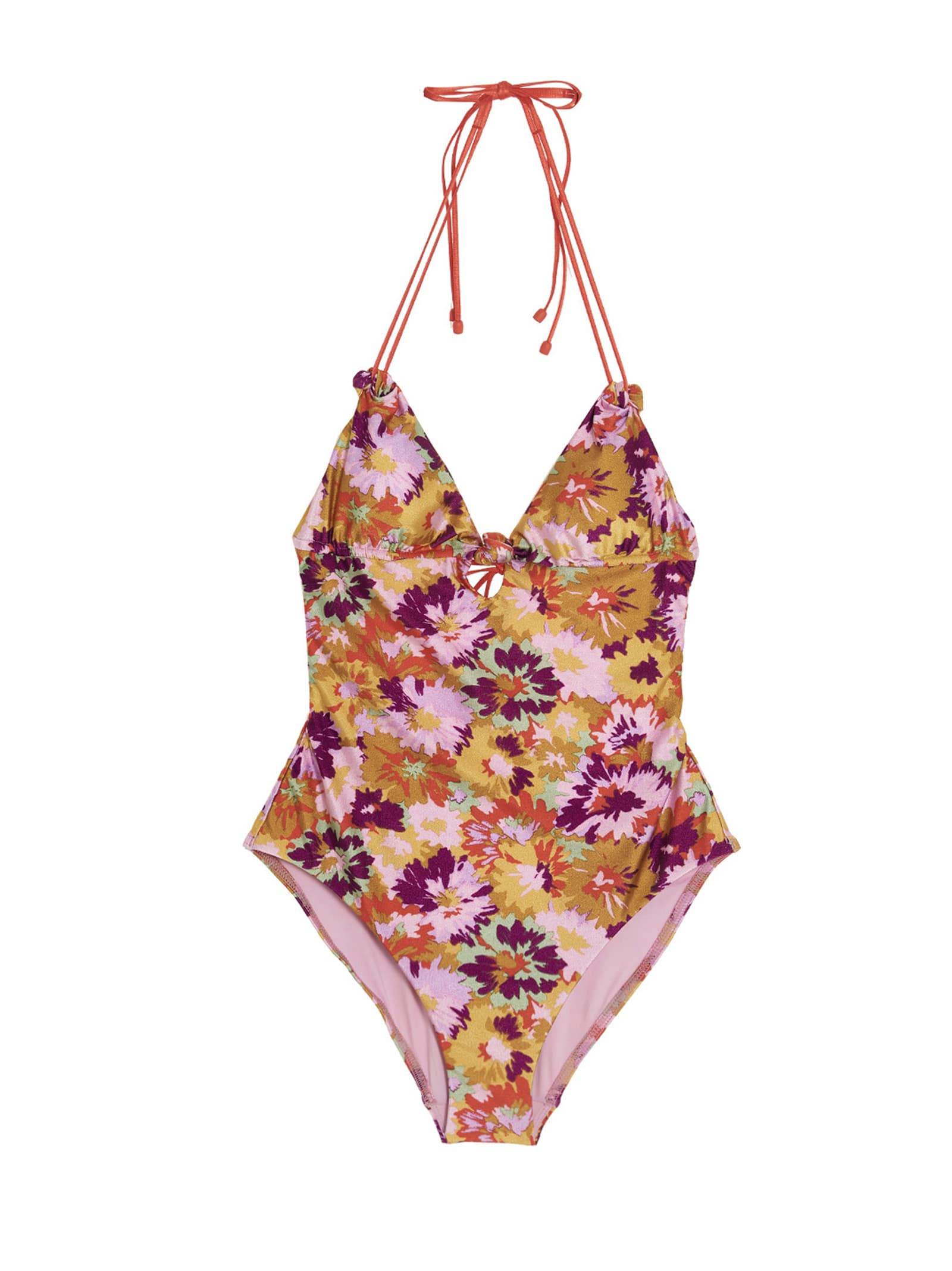 Shop Zimmermann Violet Knotted One-piece Swimsuit In Multicolor