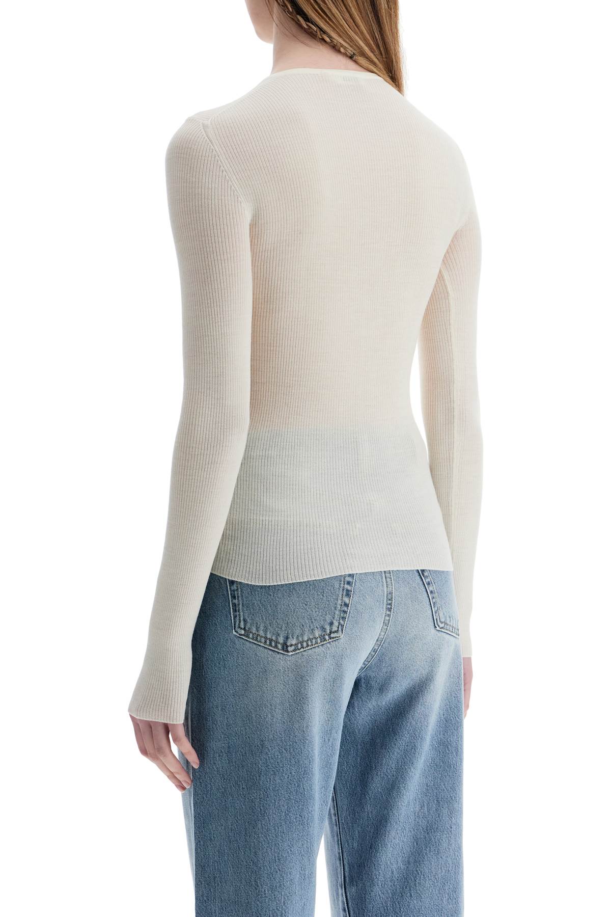 Shop Khaite Glaze Color Wool Top With V-neck