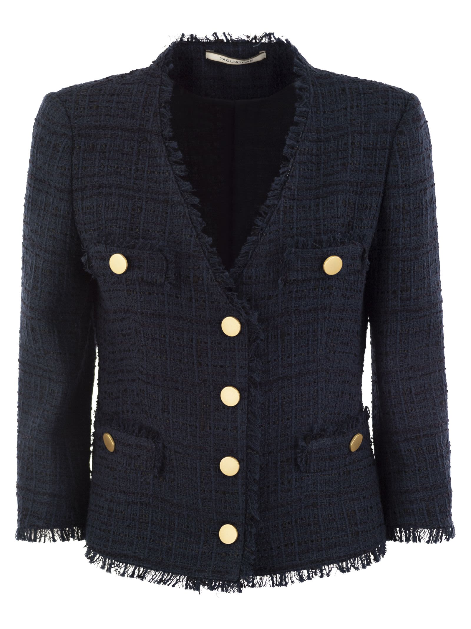 Shop Tagliatore Cotton-blend Jacket In Night Blue