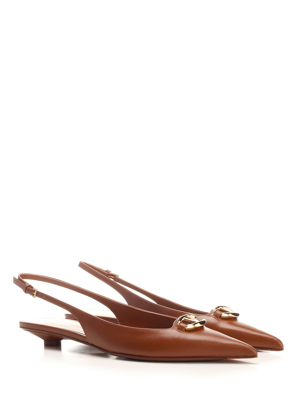 Shop Valentino V Logo Moon Sling Back In Brown