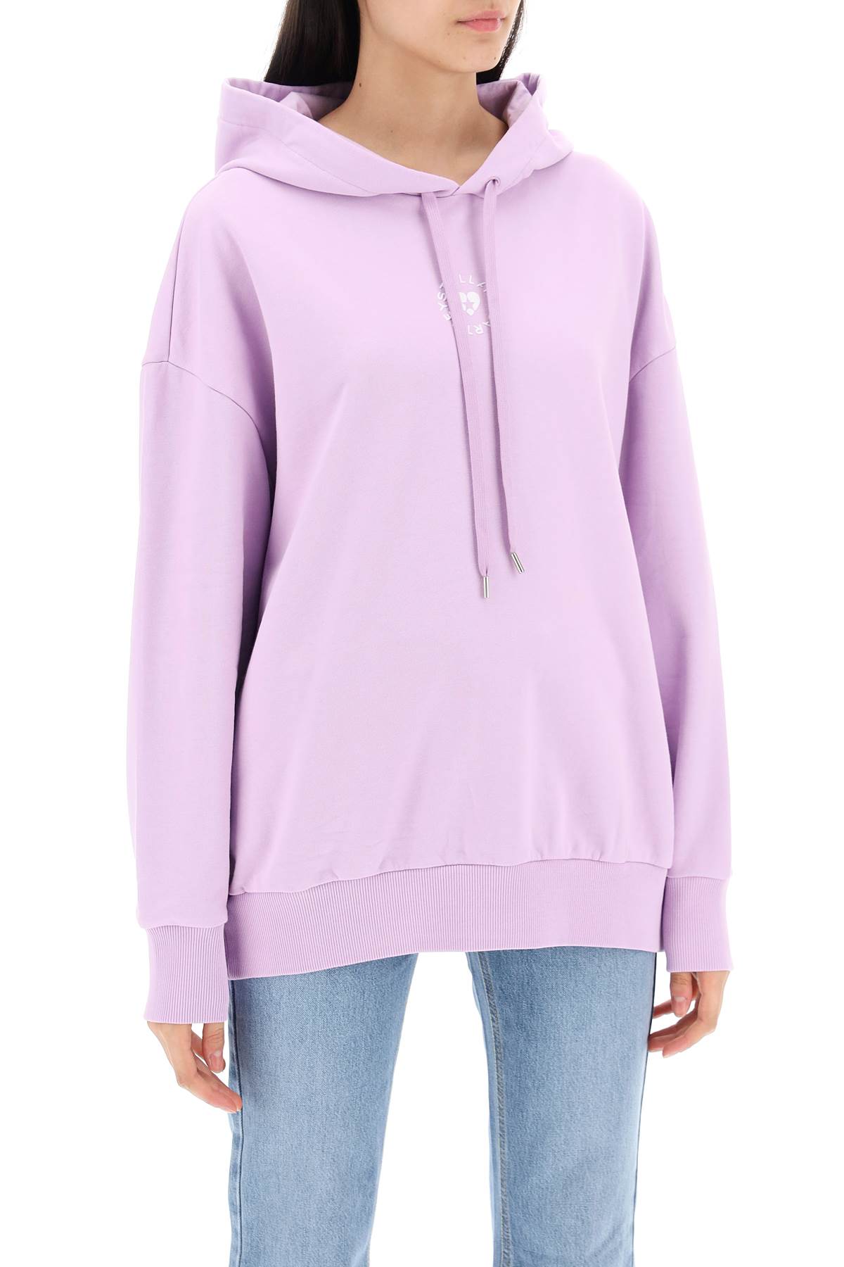 Shop Stella Mccartney Iconic Mini Heart Hooded Sweatshirt In Washed Lilac (purple)