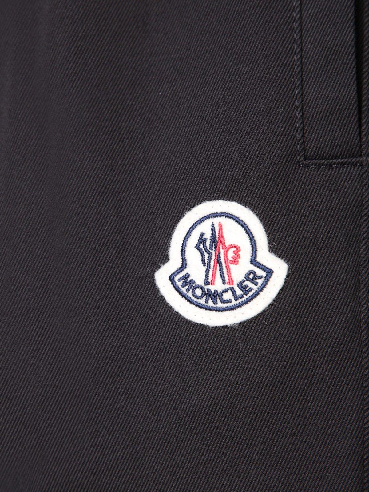 Shop Moncler Logo Embroidered Straight Leg Trousers