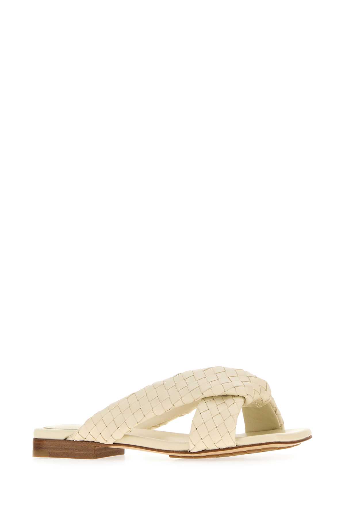 Bottega Veneta Woven Design Flat Sole Open Toe Slippers In Neutral