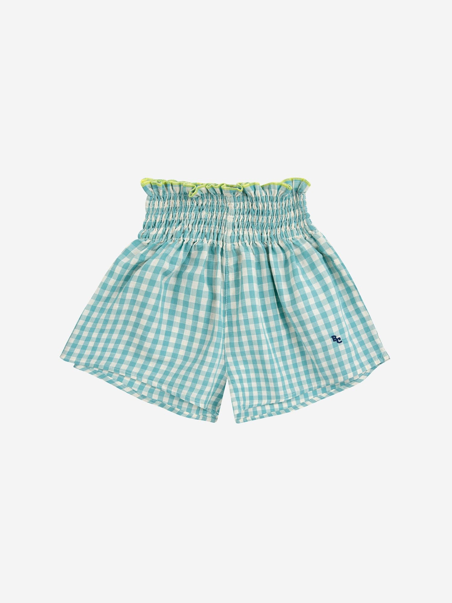 Bobo Choses Kids' Vichy Shorts For Girl With Logo In Light Blue