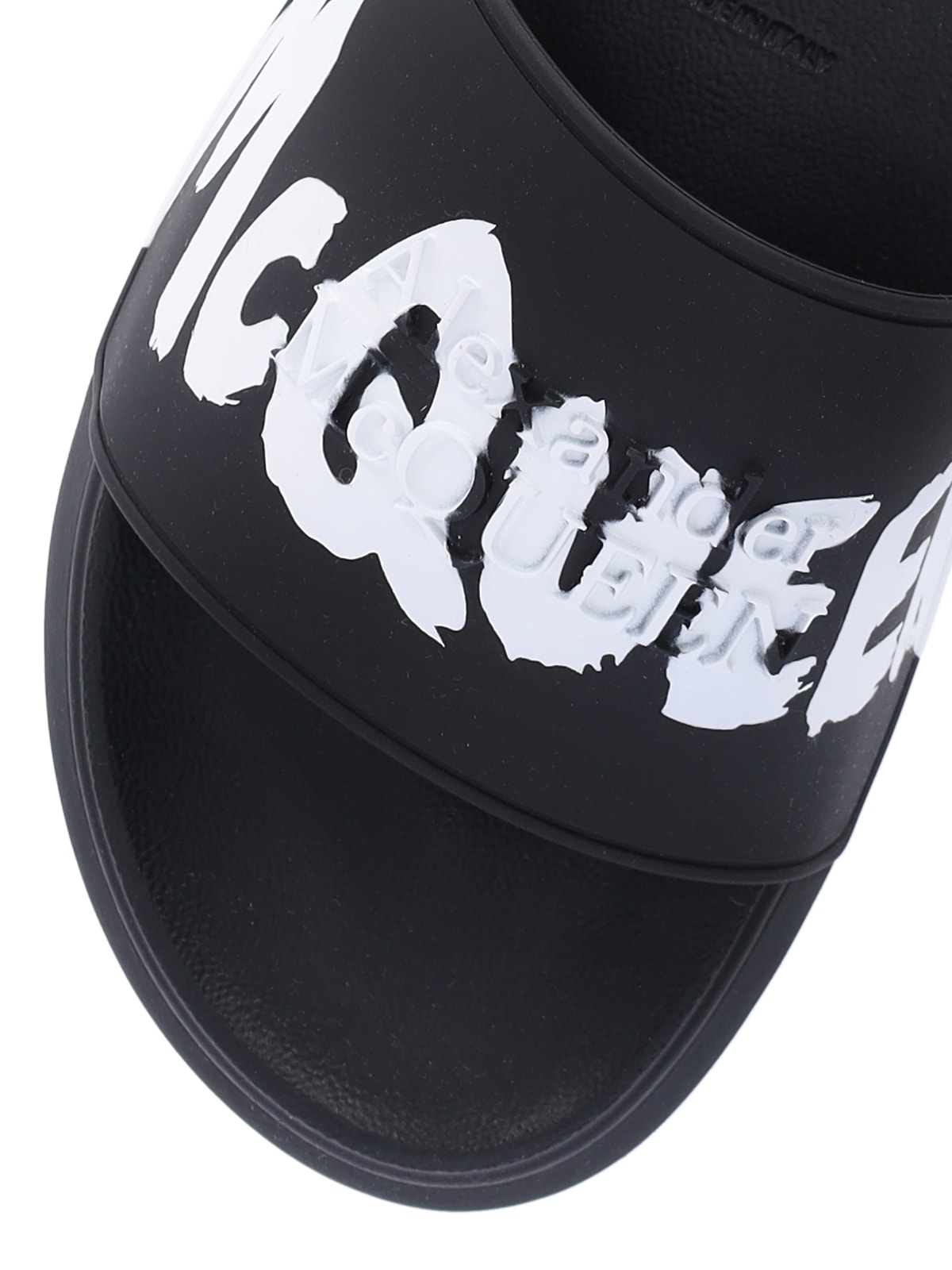 Shop Alexander Mcqueen Graffiti Rubber Sandals In Black