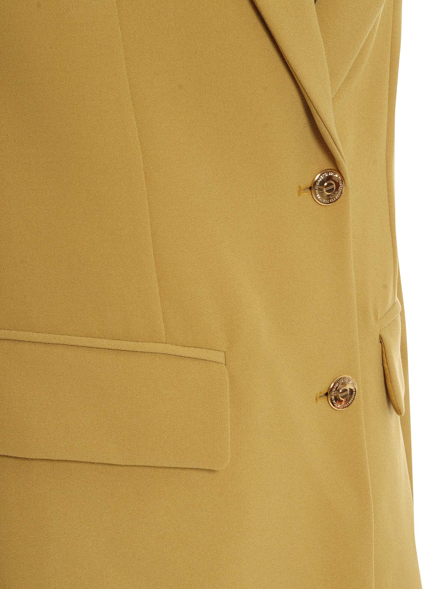 Elisabetta Franchi Fluid Crepe Jacket With Logo Buttons In Yellow