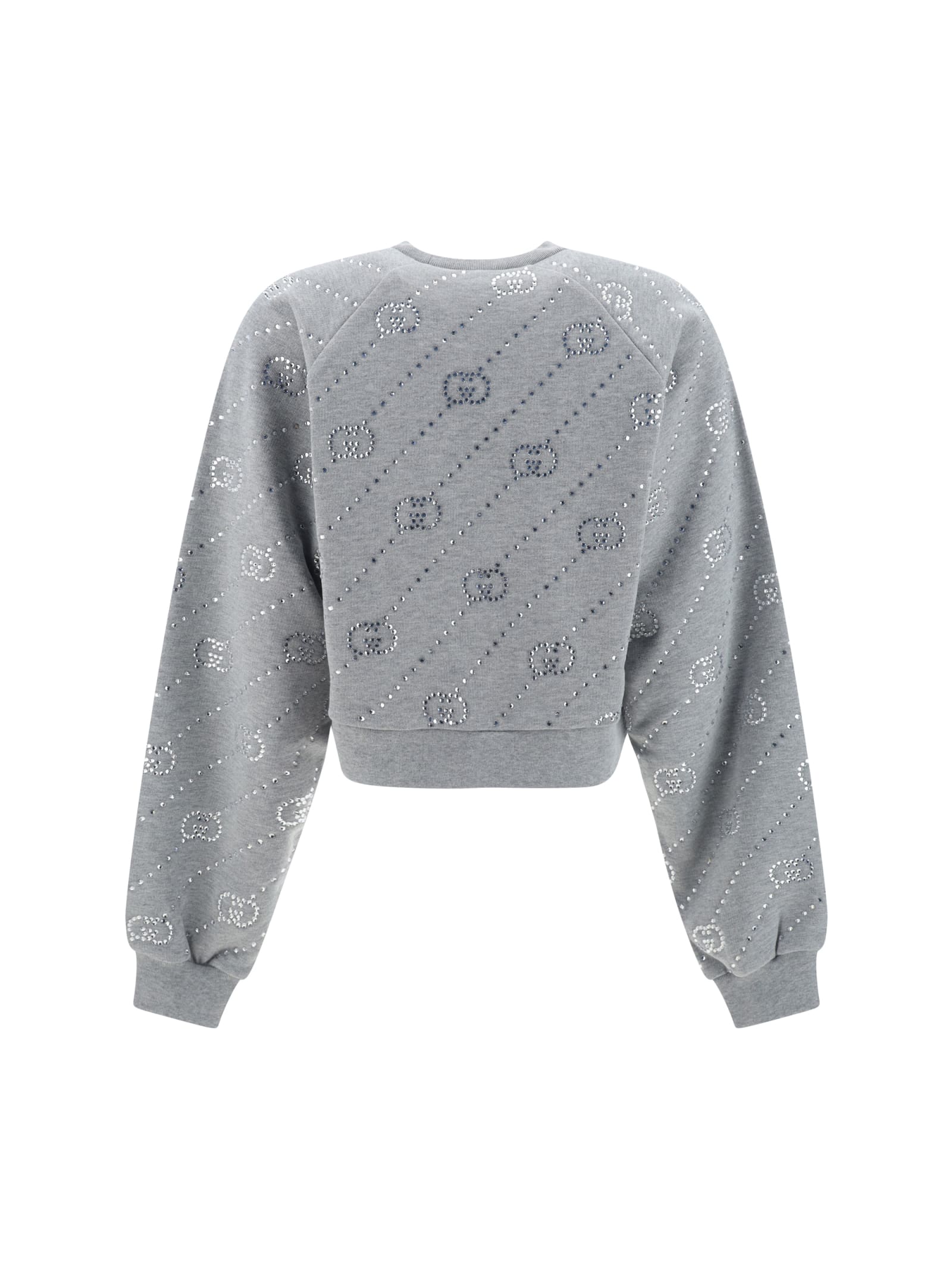 Shop Gucci Crop Sweatshirt In Grey