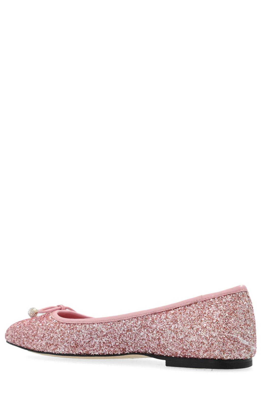 Shop Jimmy Choo Elme Bow Detailed Ballet Flats In Pink