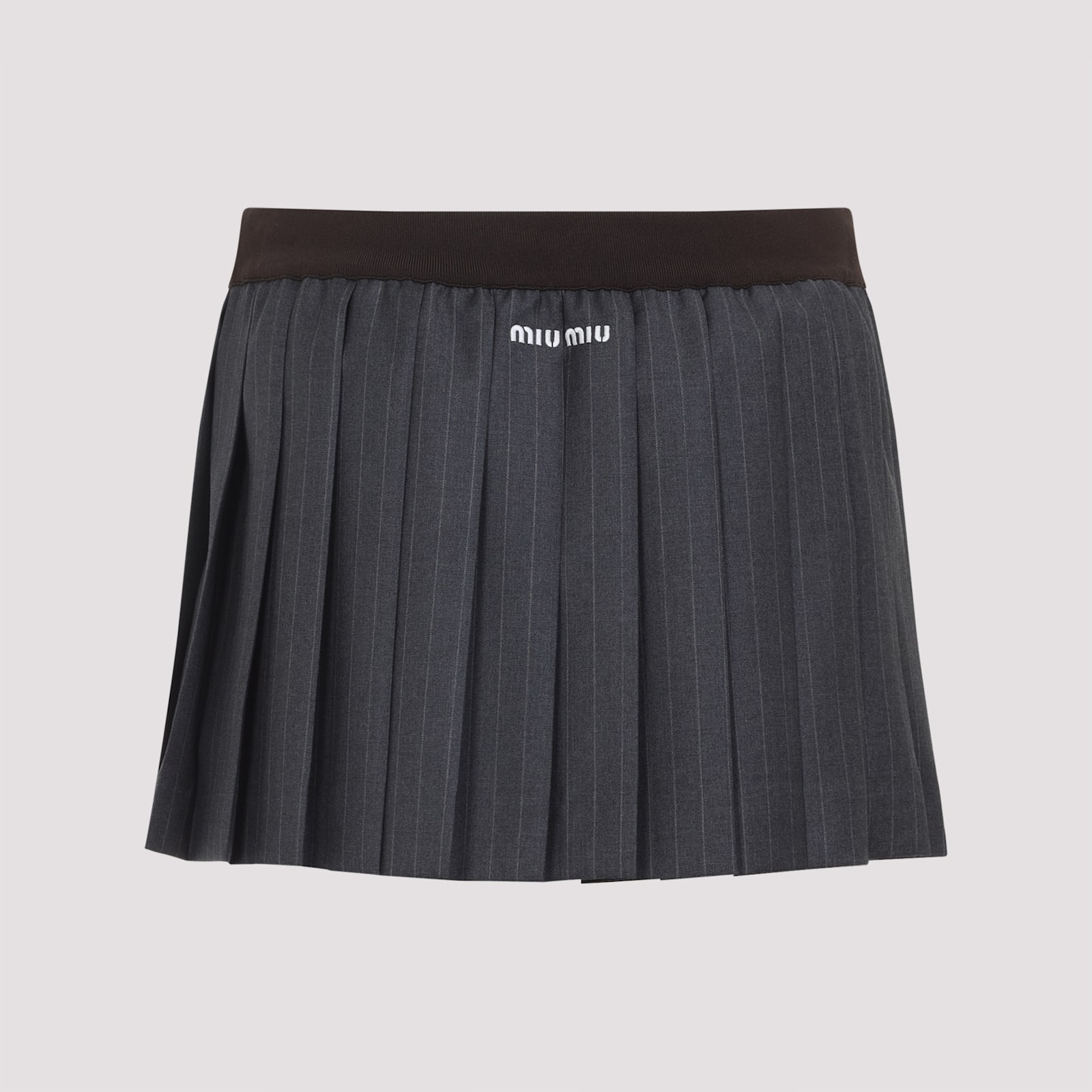 Miu Miu Elastic Waistband Pleated Mini Skirt In Black